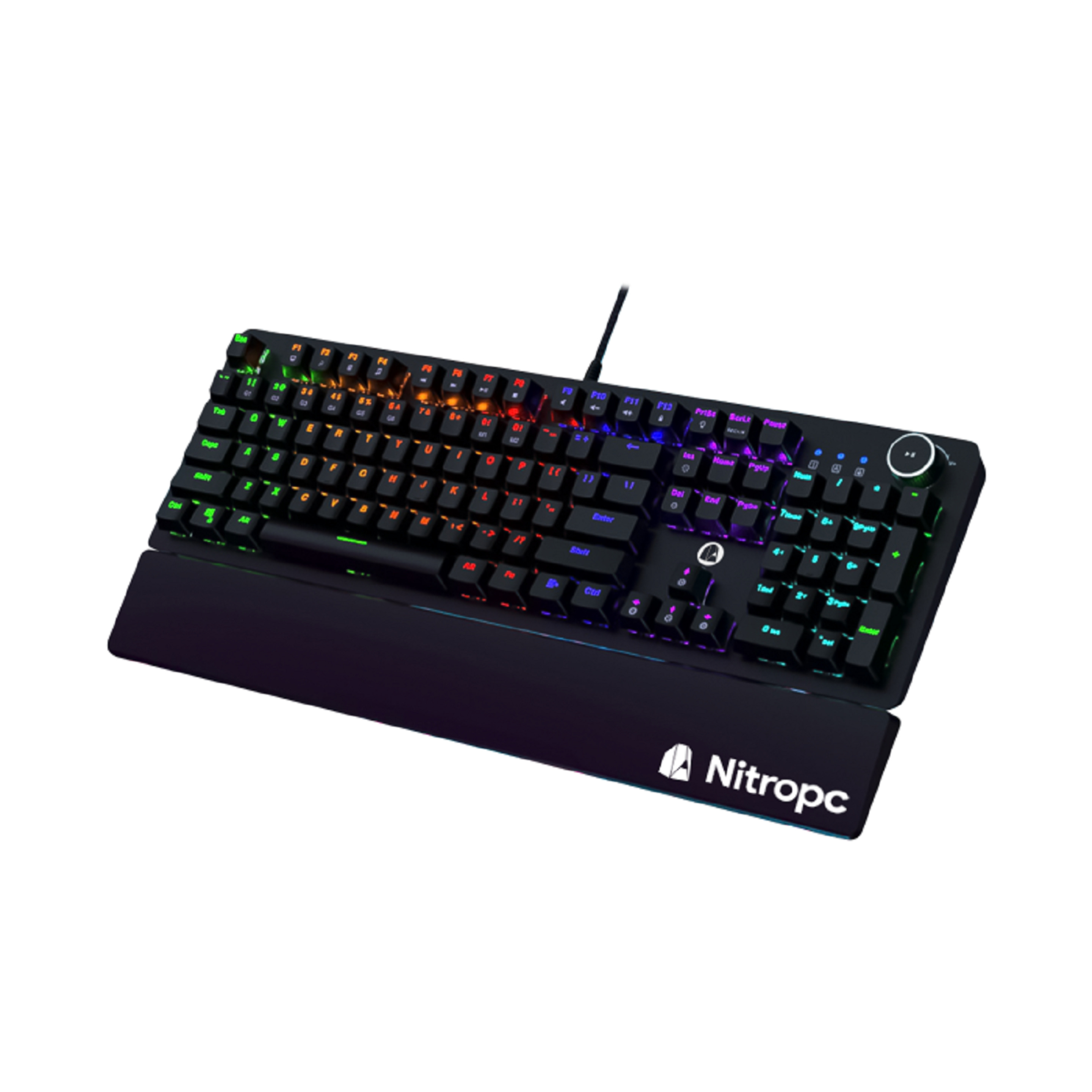 Teclado Gaming Nitropc Nk100 Mecánico Con Switches Blue E Iluminación Rgb Totalmente Configurable