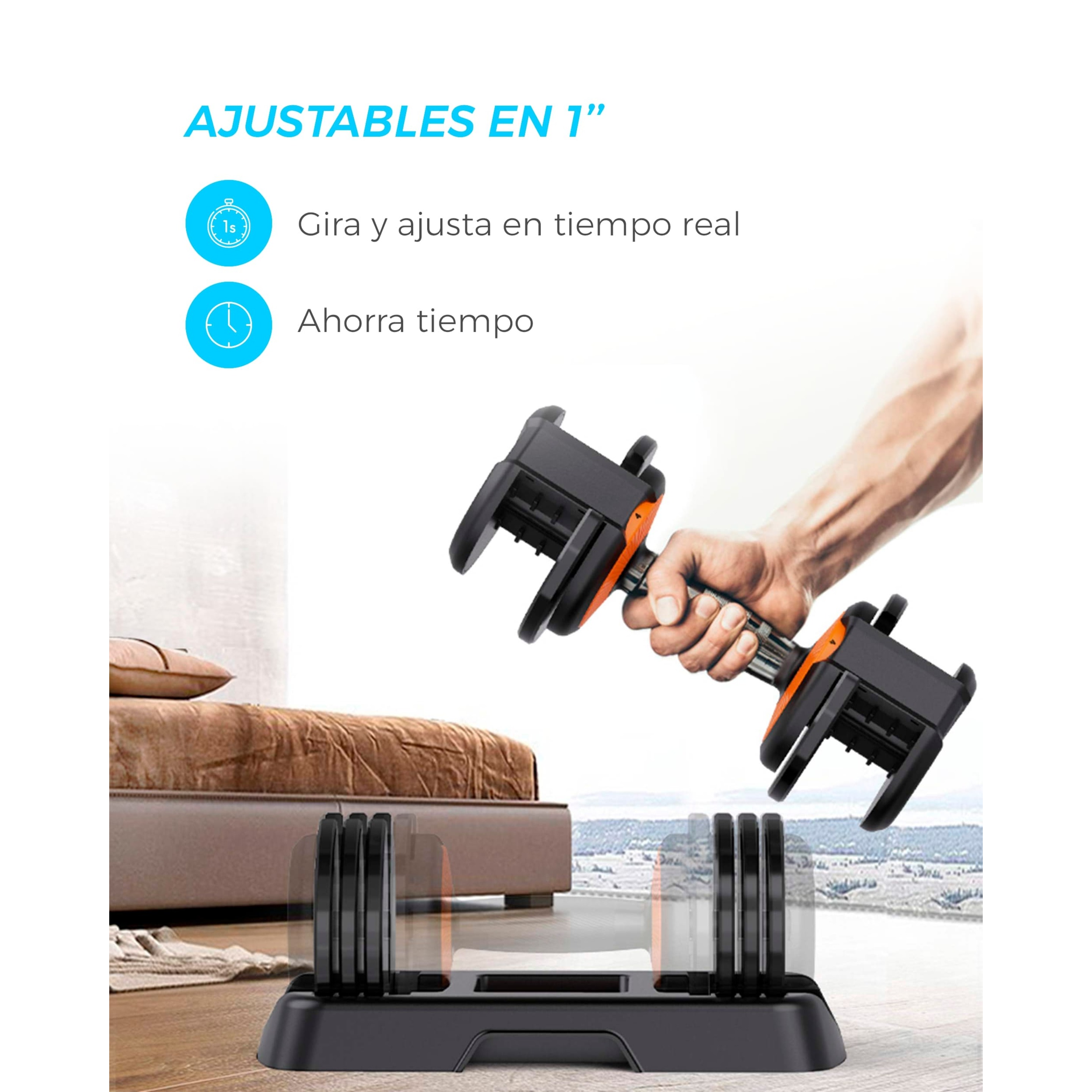 Pack De 2 Halteres Ajustáveis De 2kg A 10kg Cada