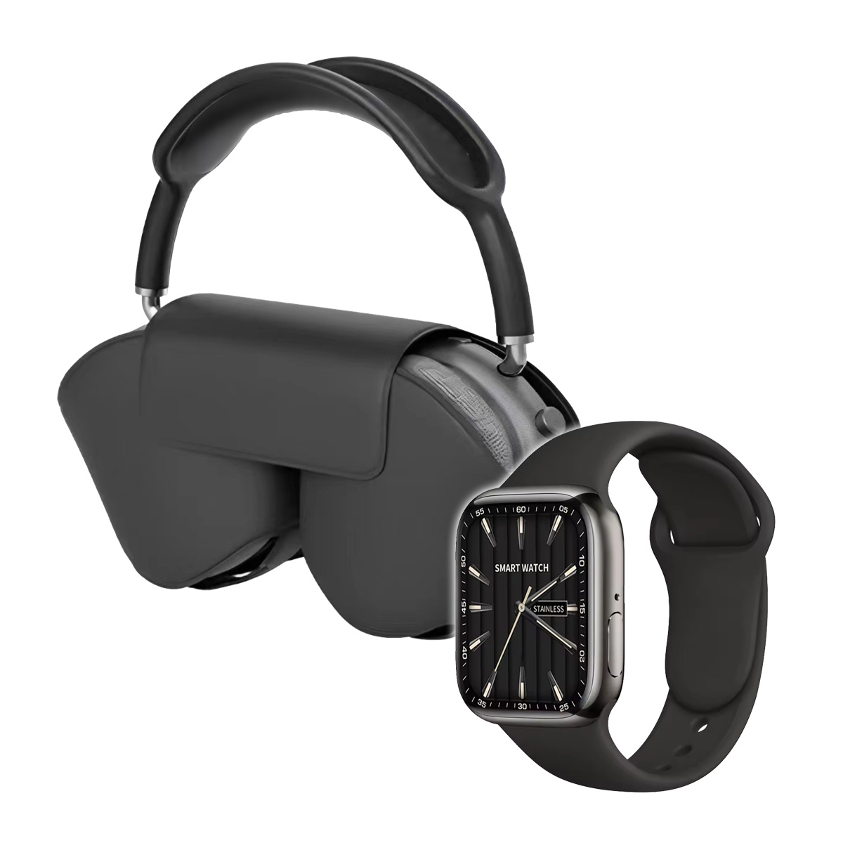 Smartwatch E Auscultadores Bluetooth Com Faixa De Cabeça Klack Pro Pack De Luxe Klack Watch 9 Max Preto