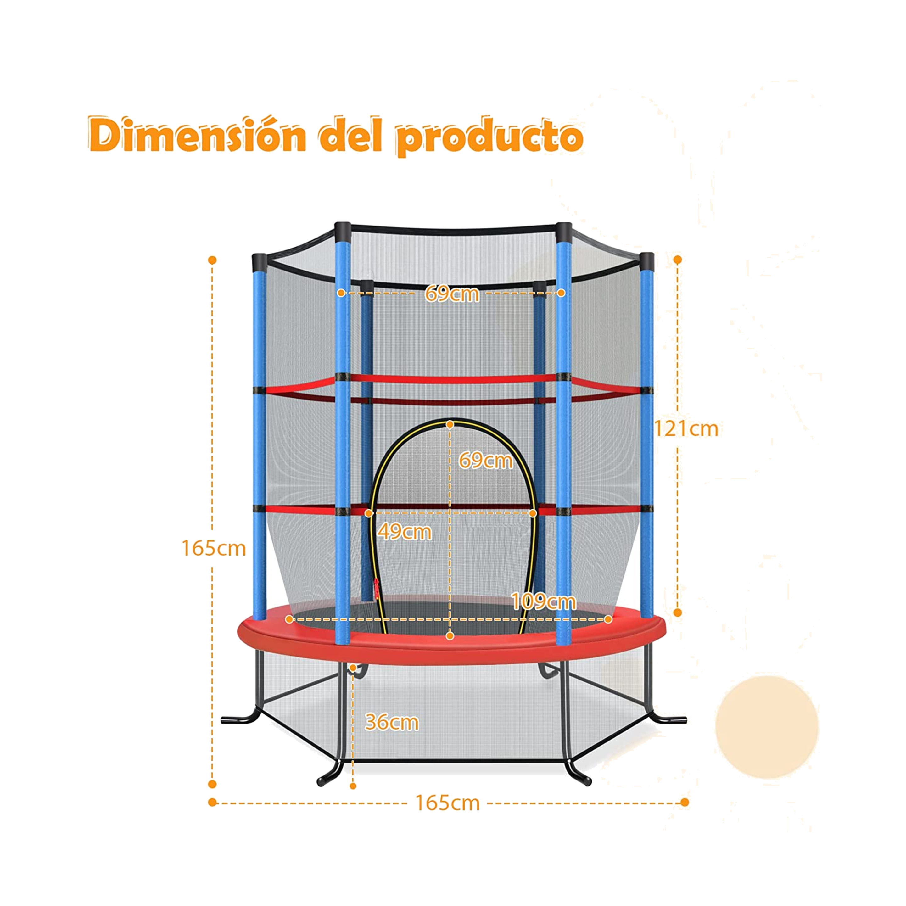 Cama Elástica Con Red De Seguridad Costway 165 Cm