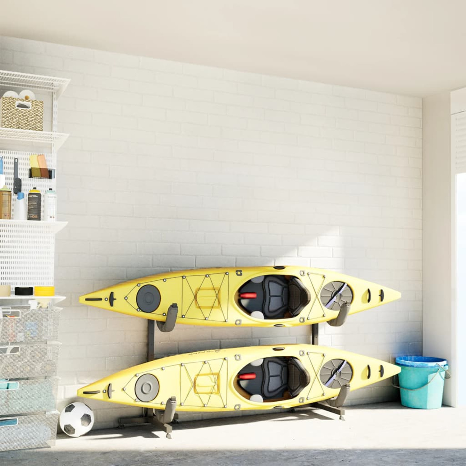 Soporte Para 2 Kayaks Acero Vidaxl 250x57x127,5 Cm - Estante De Almacenamiento De Kayak  MKP
