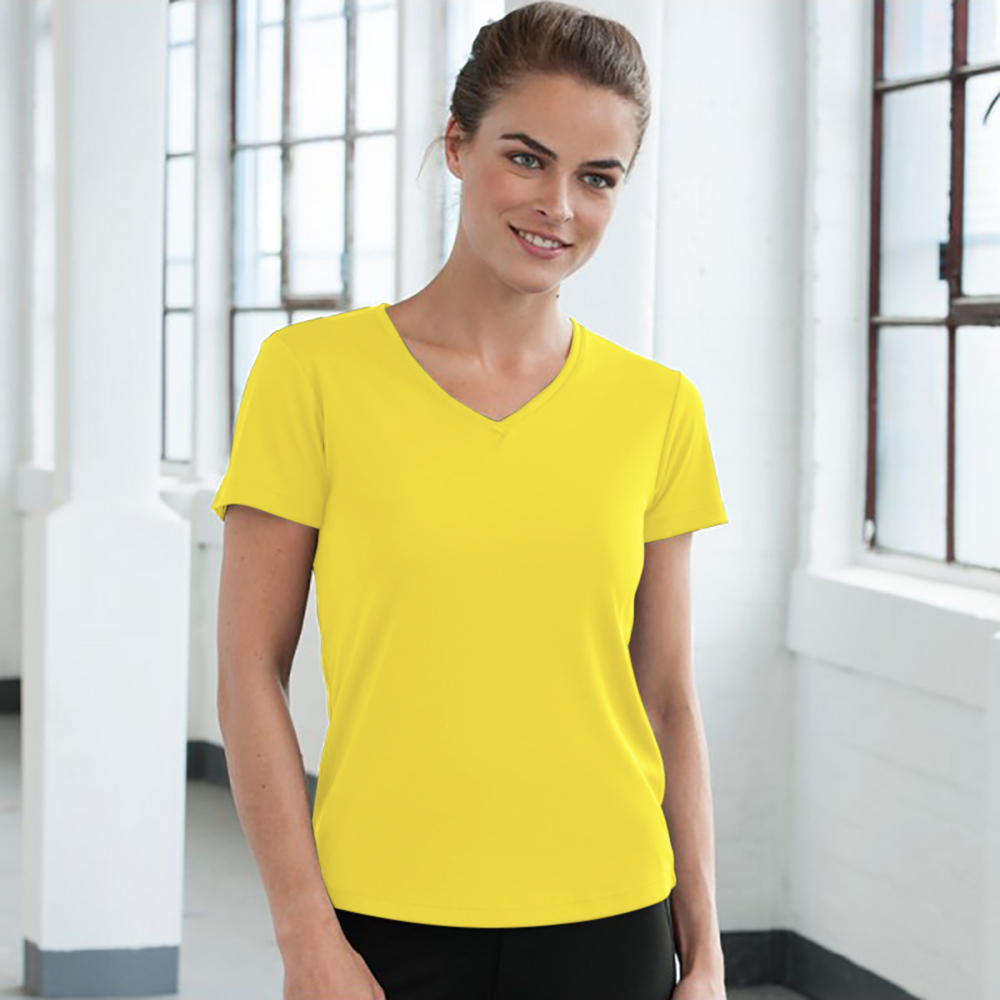 T-shirt Com Decote Em V Awdis - Amarelo | Sport Zone MKP