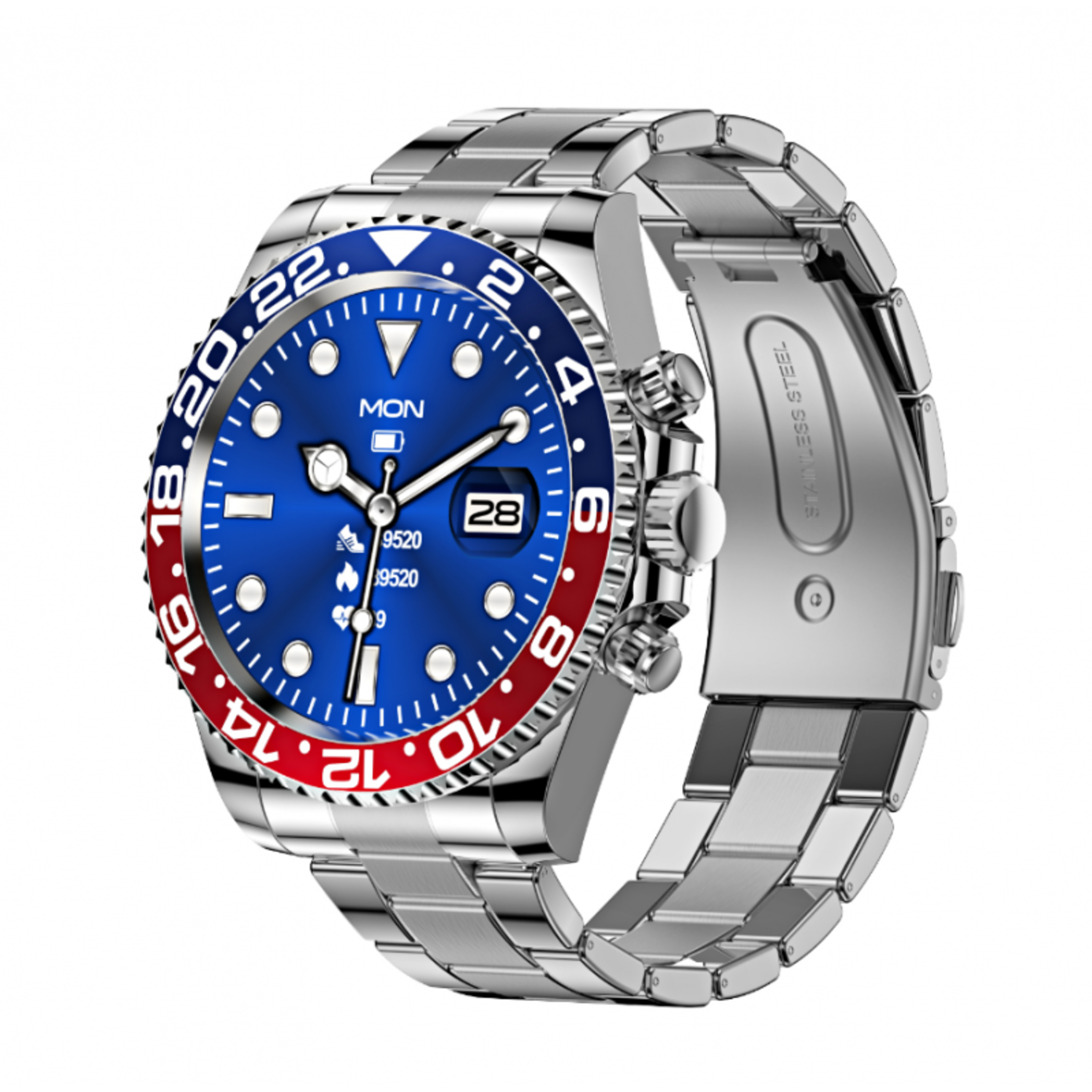 Reloj Inteligente Smart Watch Smartek Acero Inoxidable Sw-aw12 - azul-rojo - 