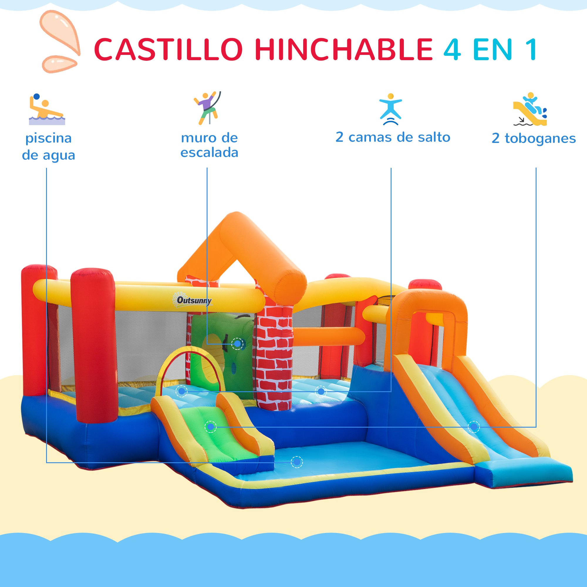 Castillo Hinchable Outsunny 342-055v90