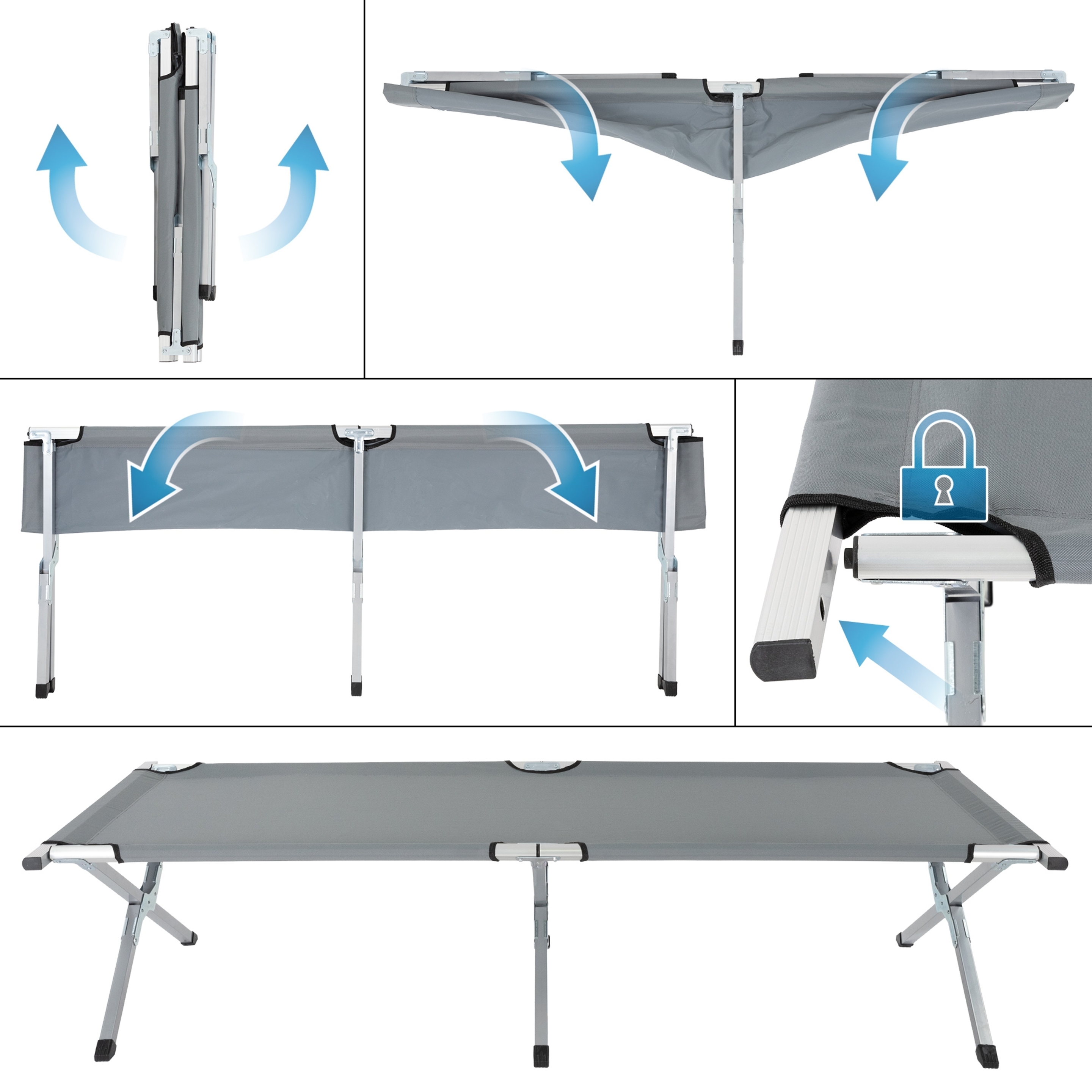 Cama De Camping Xl 189 Cm Aluminio Camilla Plegable Con Bolsa De Transporte