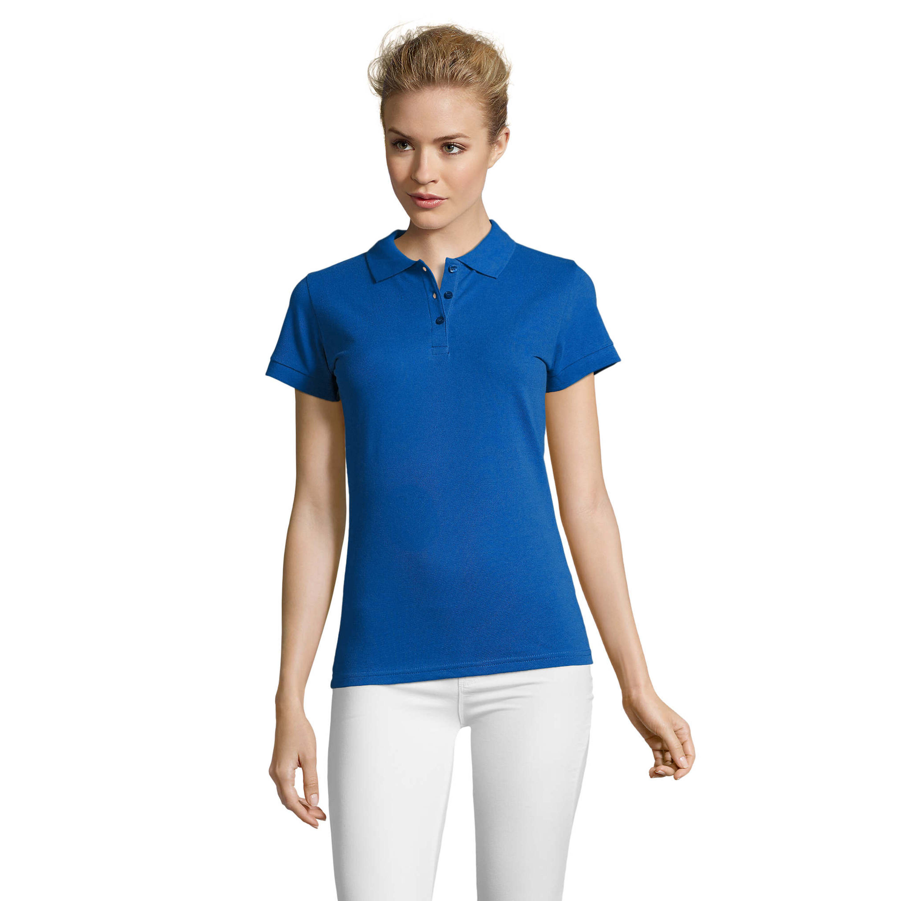 Camisa Polo De Manga Curta Perfeita Para Mulheres - azul-royal - 
