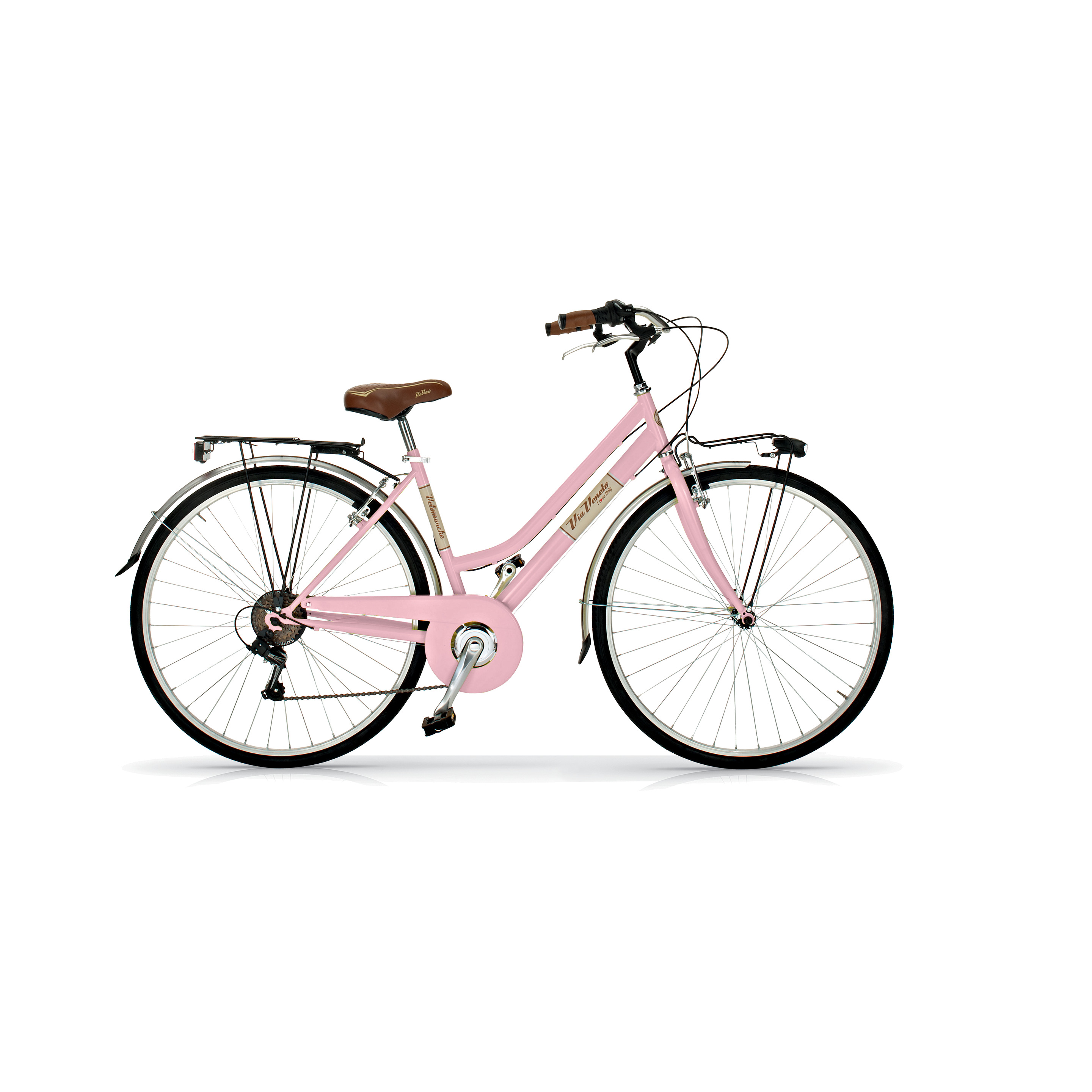 Bicicleta De Paseo Via Veneto 605lady, Cuadro De Acero, Ruedas De 700x35c, 6 Velocidades Rosa