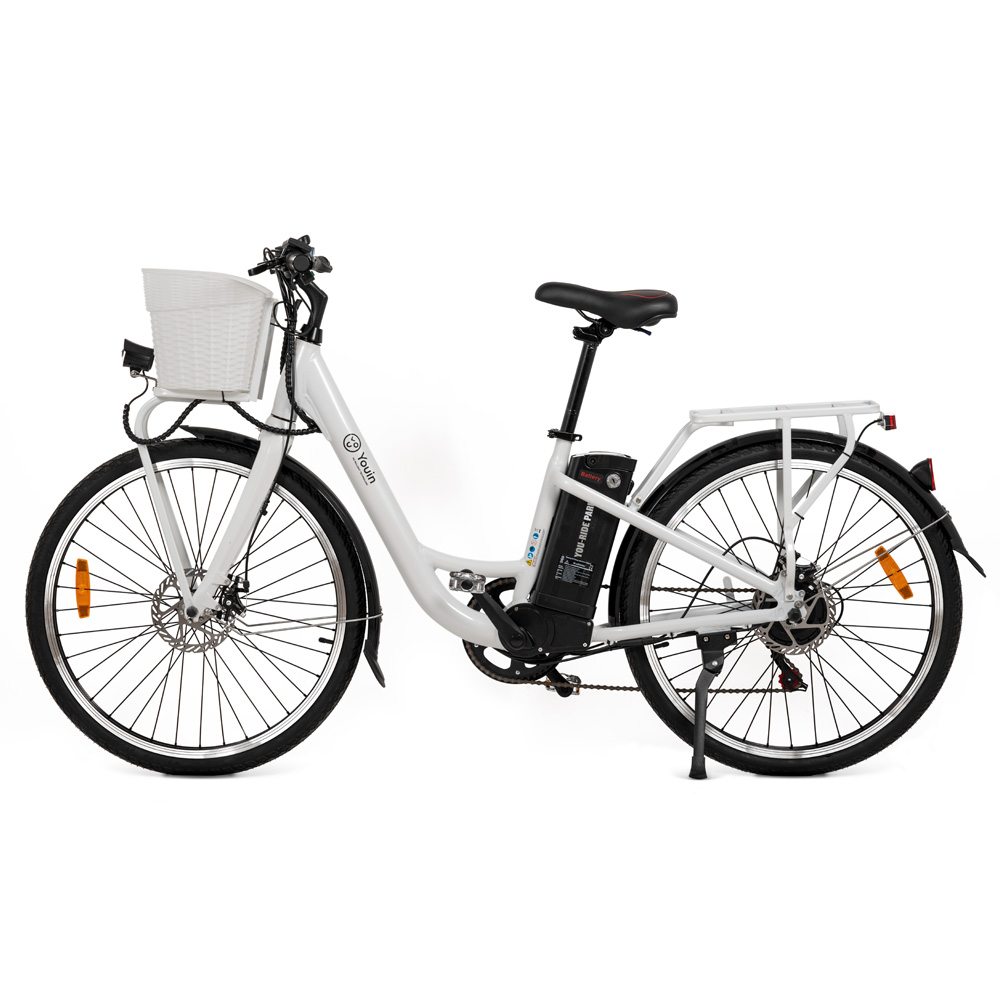 Bicicleta Eléctrica Youin Paris Rueda 26, 250w, Autonomía 40km, Magnesio - blanco - 