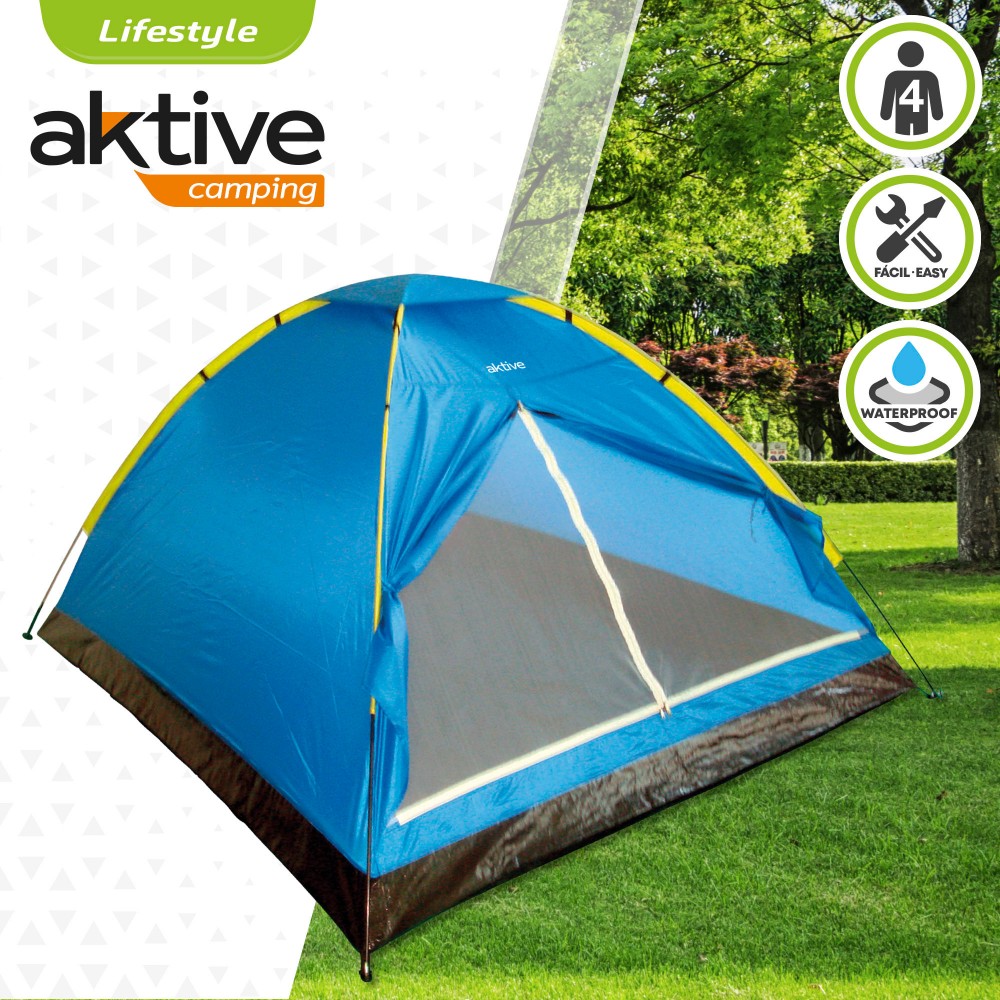Tenda De Acampamento Aktive Com Cúpula Para 4 Pessoas 210x240x130 Cm