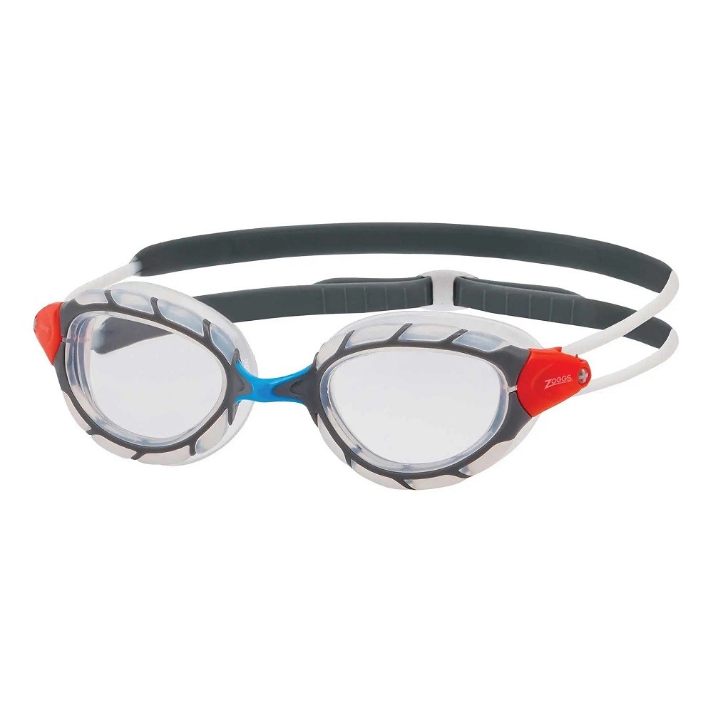 Óculos De Natação Predator Regular Cinzento Vermelho Branco Com Lentes Transparentes Zoggs - multicolor - 