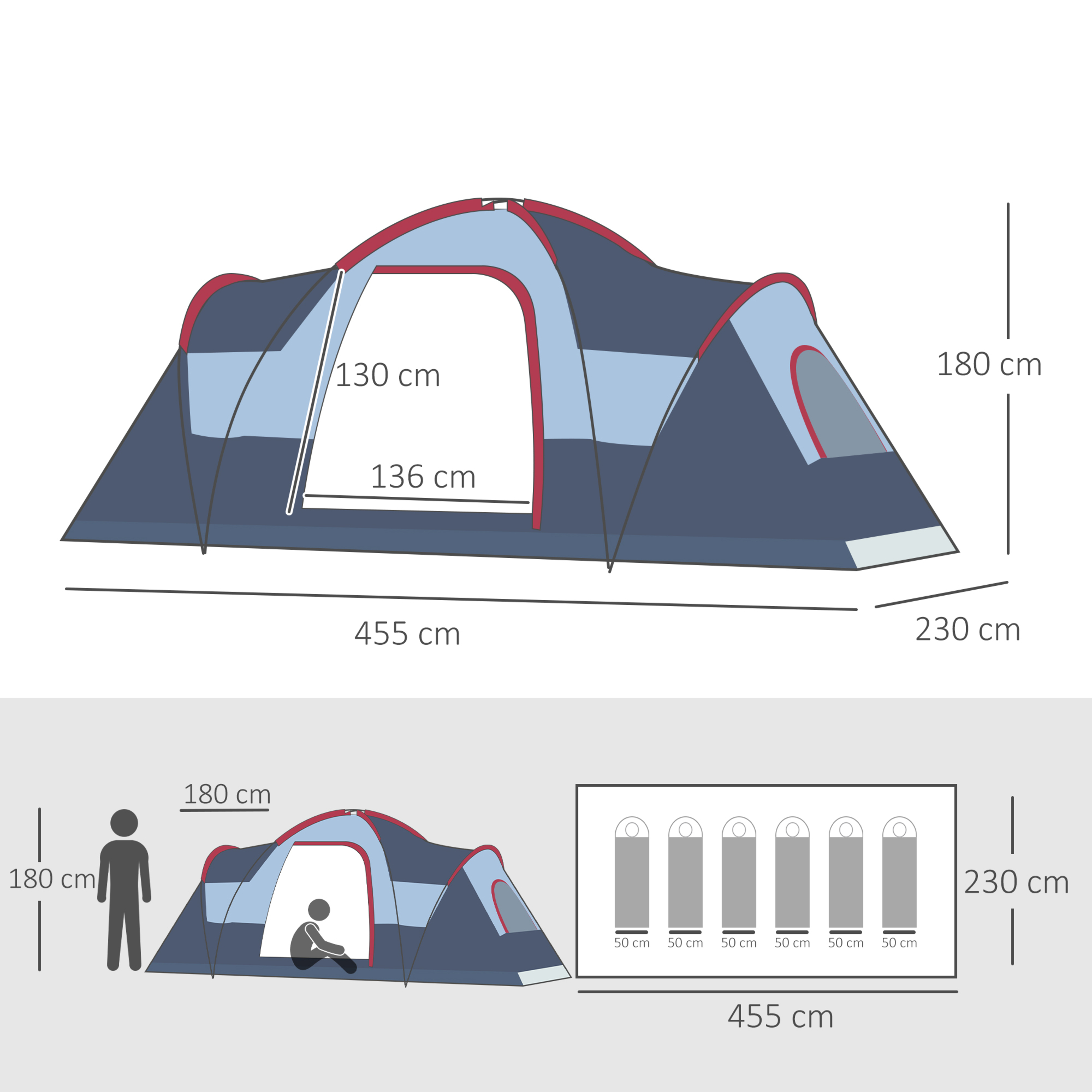 Tenda Acampamento 5-6p Outsunny A20-132