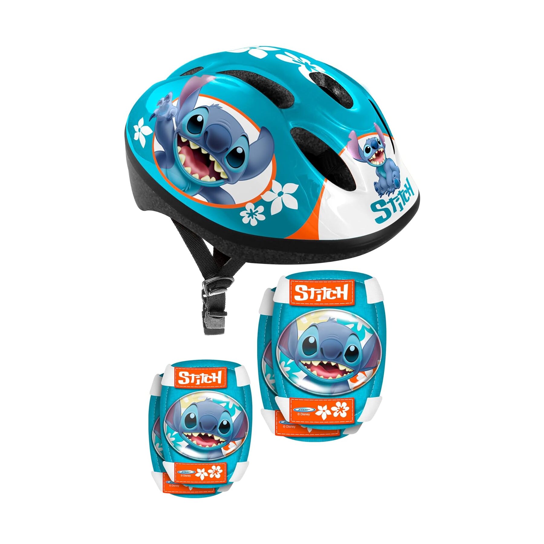 Casco Infantil Rodilleras Y Coderas Disney Stitch 53-56 Cm