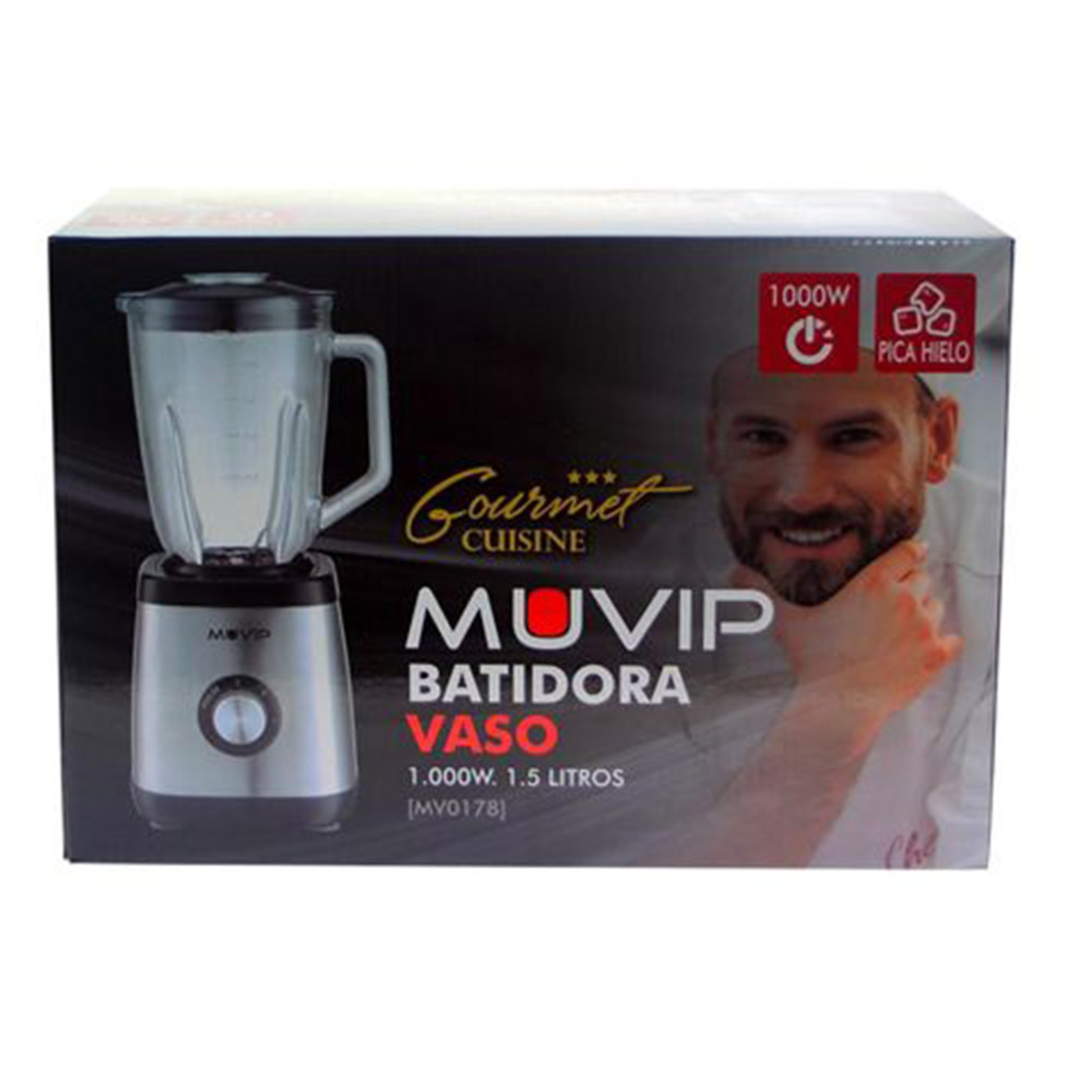 Batidora Inoxidable Vaso Cristal 1000w 1.5 Litros Muvip