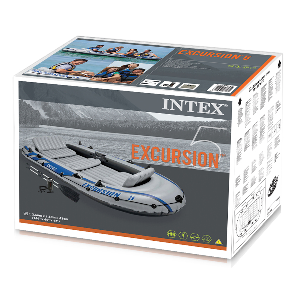 Barco Insuflável Intex Excursion 5 Com 2 Remos - 366x168x43 Cm