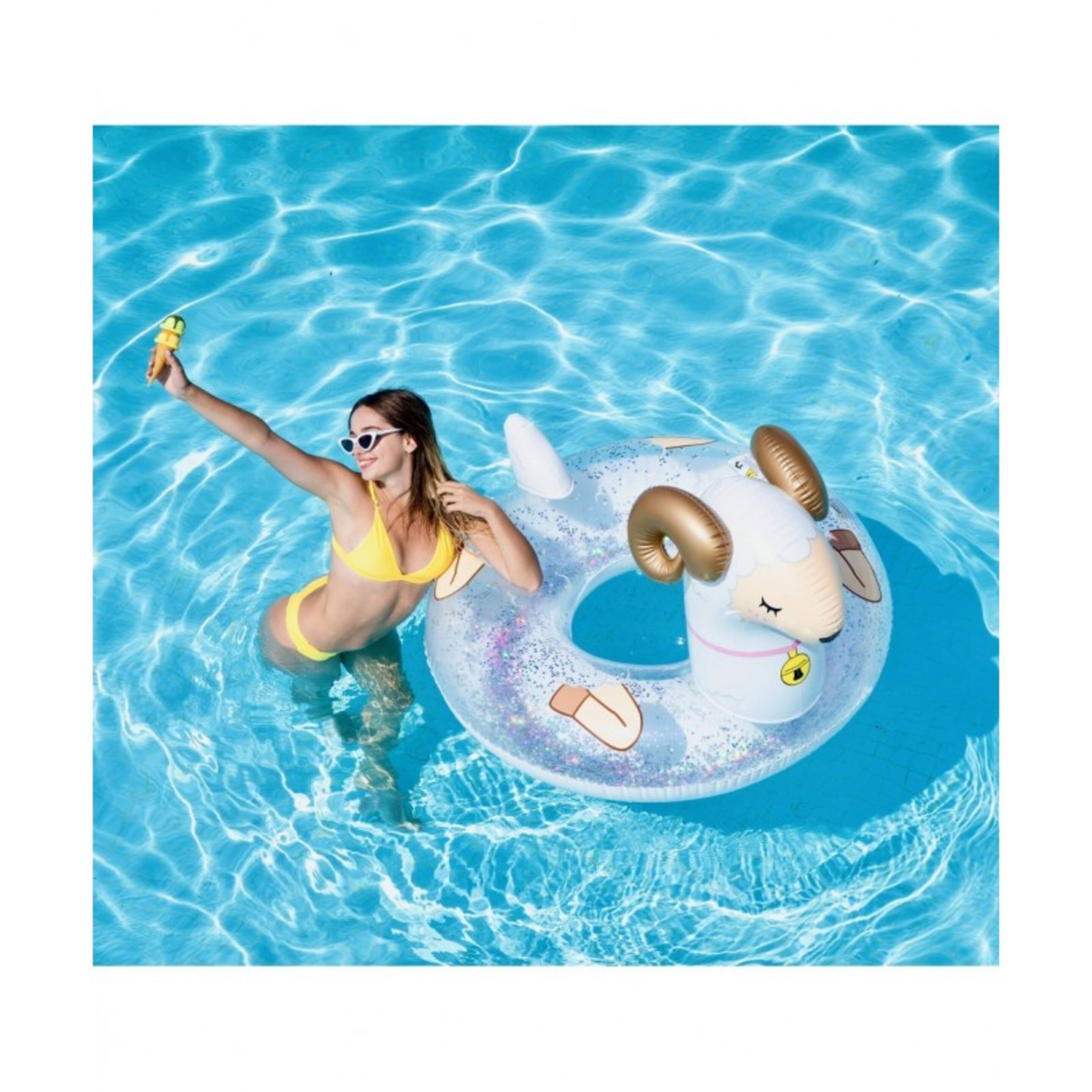 Flotador Redondo Xxl Para Piscina Y Playa - Oveja Lentejuelas ø115cm