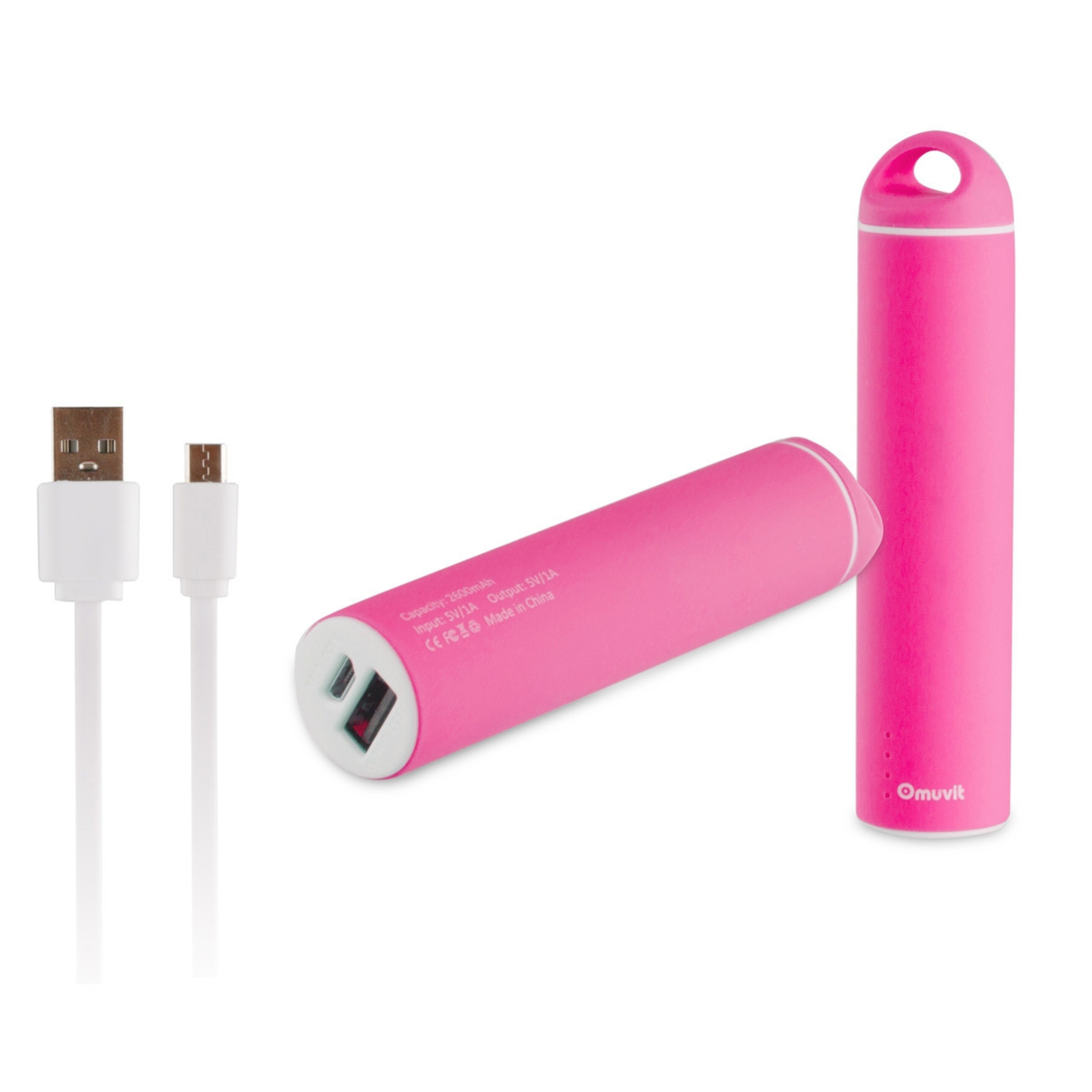 Muvit Power Bank 2600 Mah Usb 1a Cable Usb-microusb Rosa