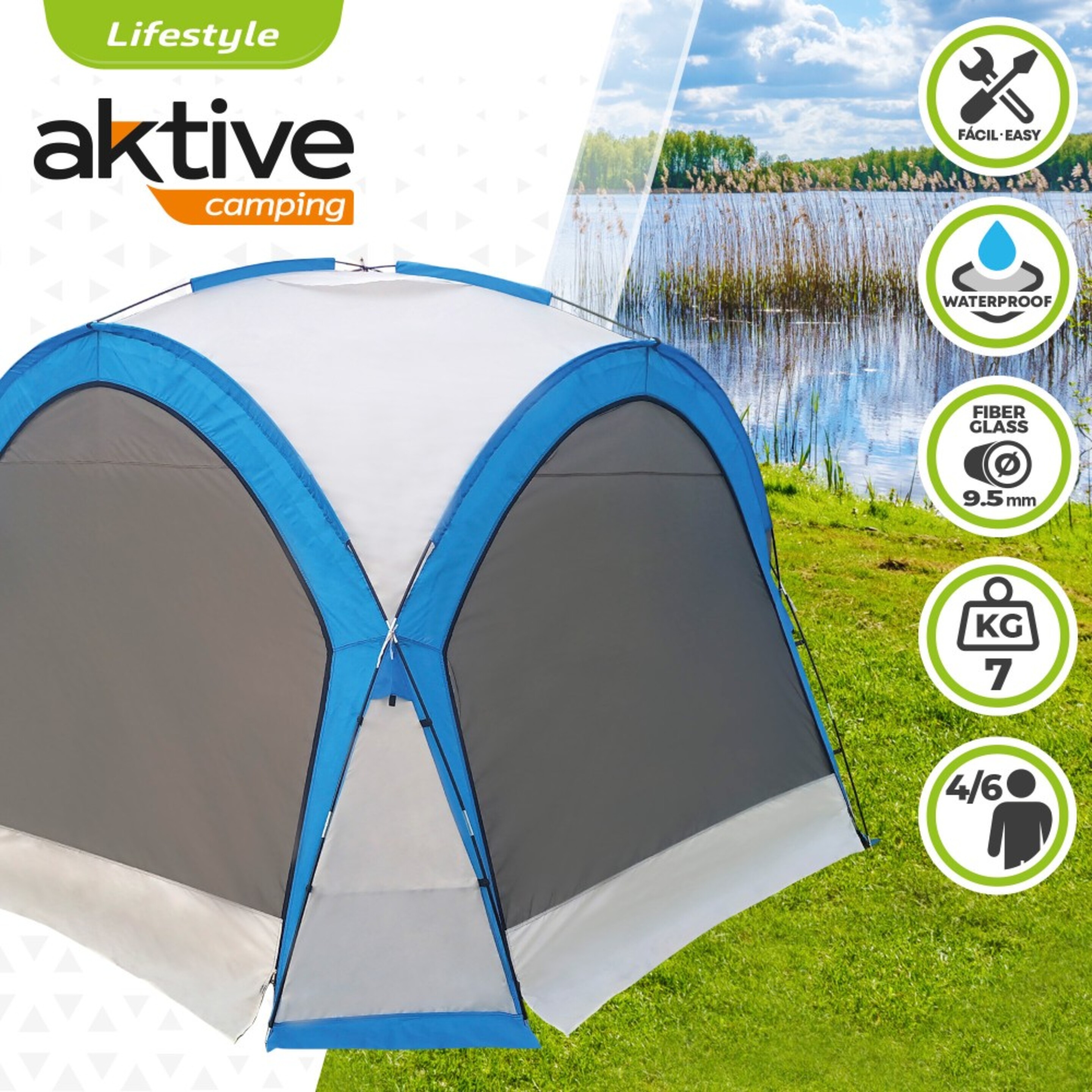 Carpa Camping Con Mosquitera Aktive - Carpa Para Playa Aktive  MKP