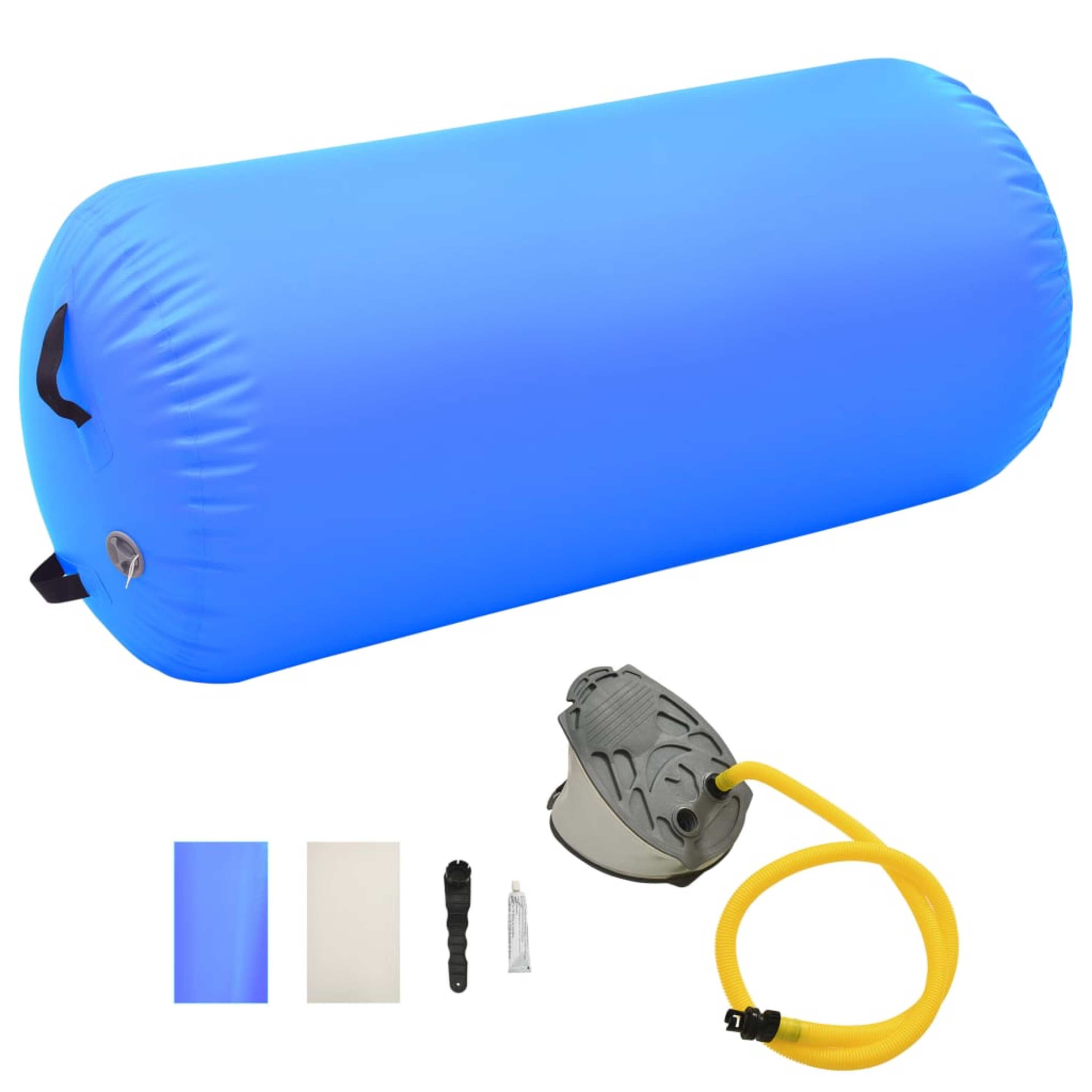 Vidaxl Rolo De Ginástica/yoga Insuflável Com Bomba 120x75 Cm Pvc Azul