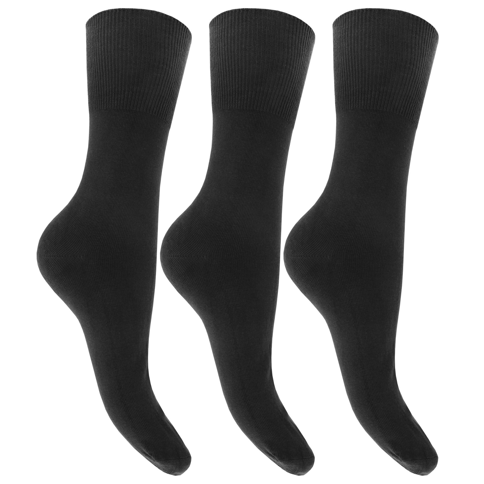 Calcetines Con Puño No Elástico Lisos Ricos En Algodón Universal Textiles(paquete De 3) - negro - 