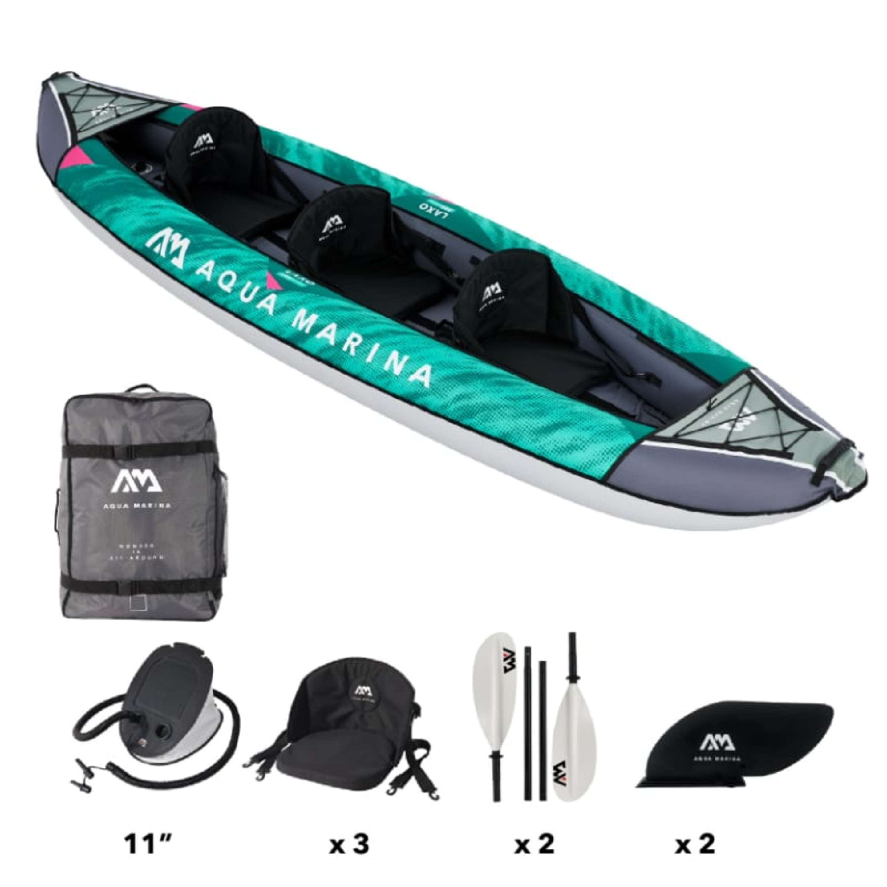 Kayak Hinchable Laxo-380 3p - Verde/Gris - Kayak 3 plazas  MKP