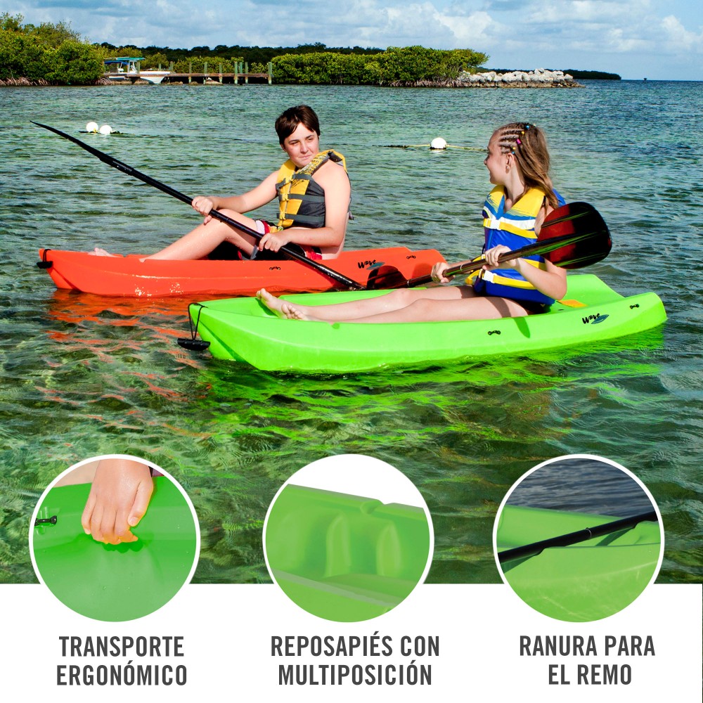 Kayak Rígido Verde Con Remo Juvenil Lifetime