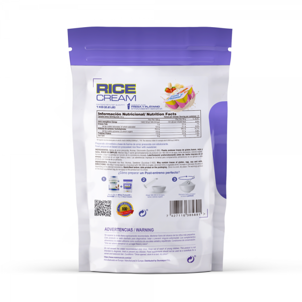 Rice Cream (crema De Arroz Precocida) - 1kg De Mm Supplements Sabor Fresa Banana  MKP