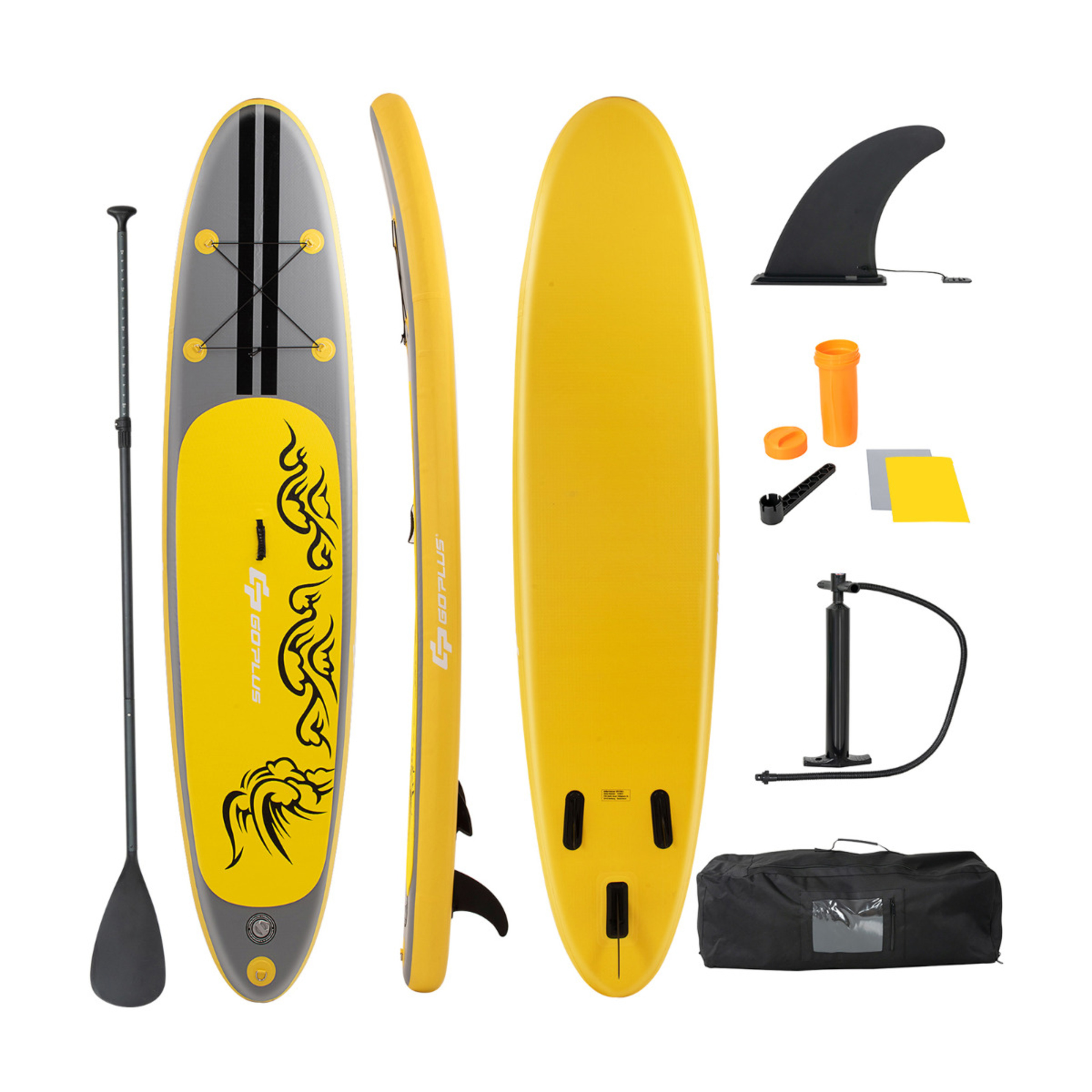 Costway Tabla De Surf Inflable Tabla De Stand Up Paddle Sup Board 335 X 75 X 15 Cm - gris-amarillo - 