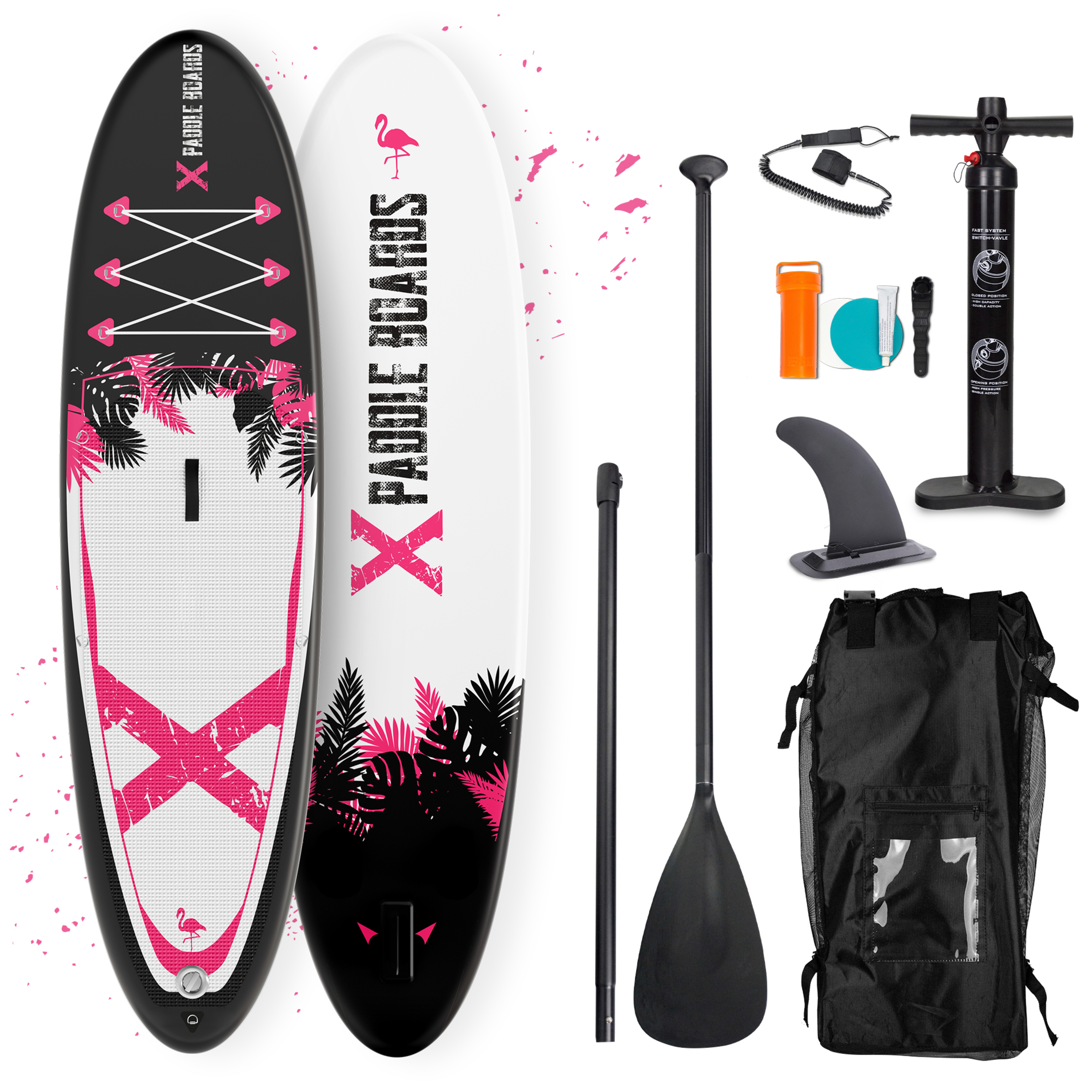 Tabla De Paddle Surf Hinchable  X-flamingo  310 X 82 X 15cm - negro-rosa - 