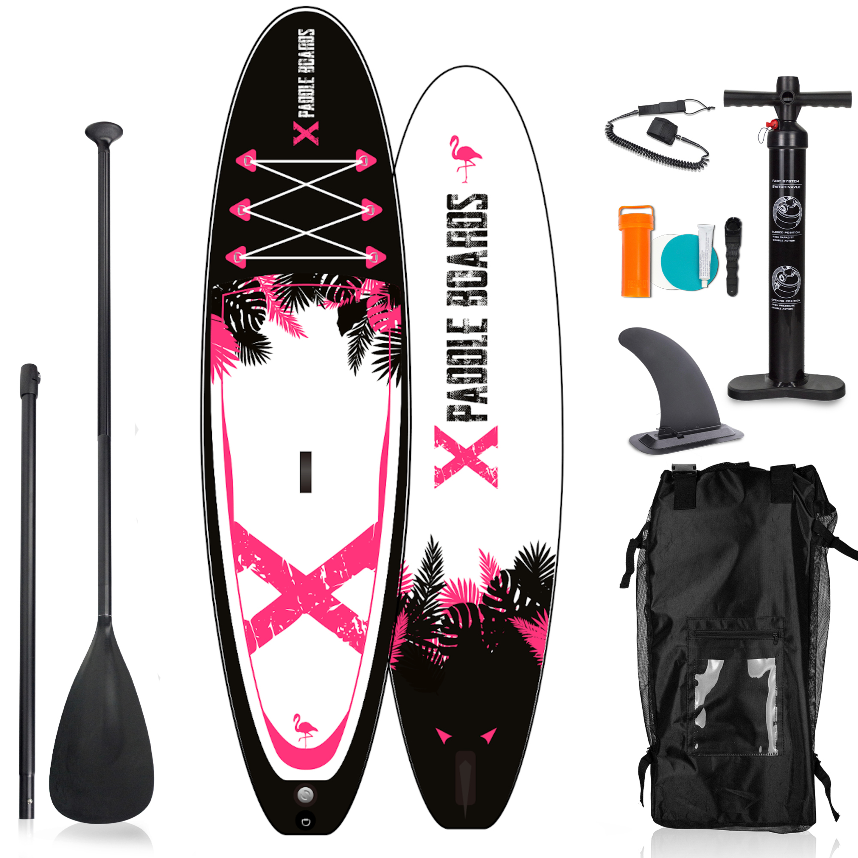 Tabla De Paddle Surf Hinchable  X-flamingo Kayak  310 X 82 X 15 Cm - negro-rosa - 