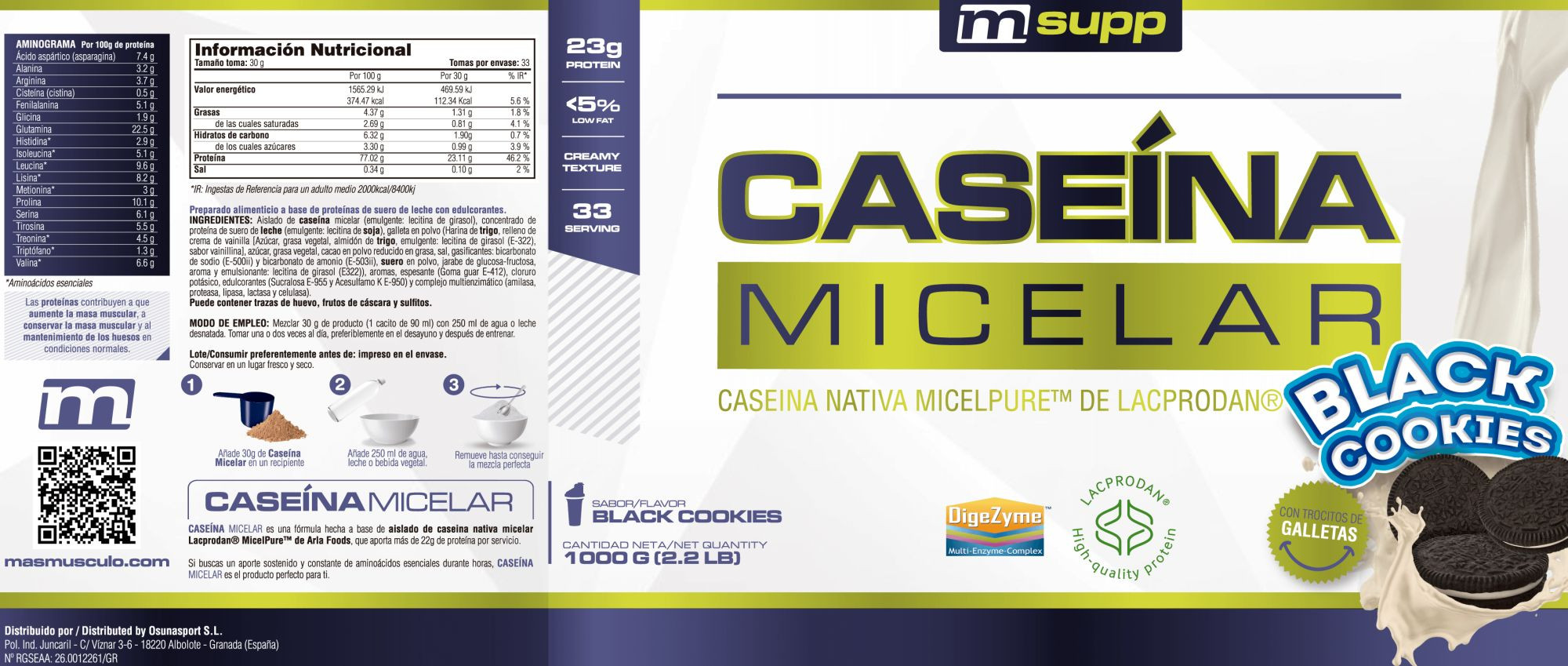 Caseína Micelar Nativa Micelpure™ - 1kg De Mm Supplements Sabor Black Cookies  MKP