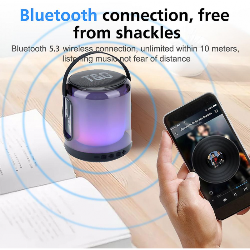 Altifalante Bluetooth Smartek Com Luz Led Rgb Portátil Cinzento