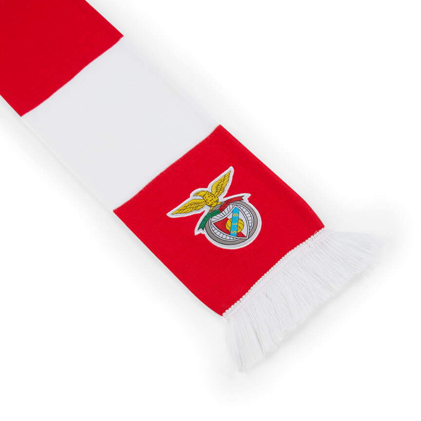 Cachecol Vermelho E Branco Com Bordado Logo Benfica - Cachecol bordado | Sport Zone MKP