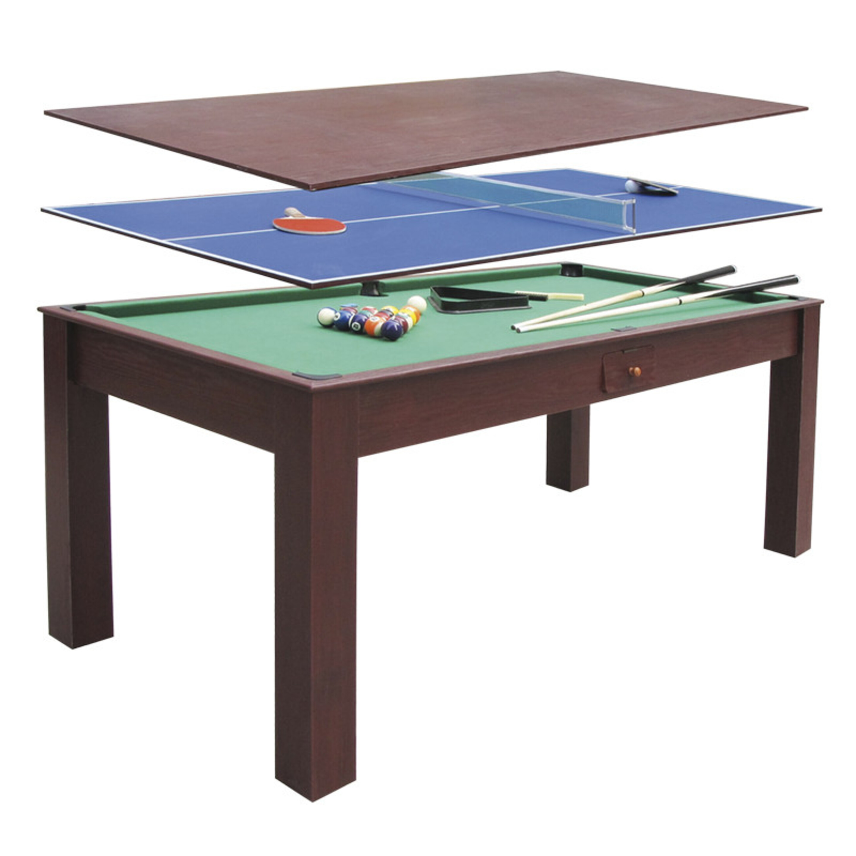Mesa Billar Y Ping Pong 3 En 1 - marron - 