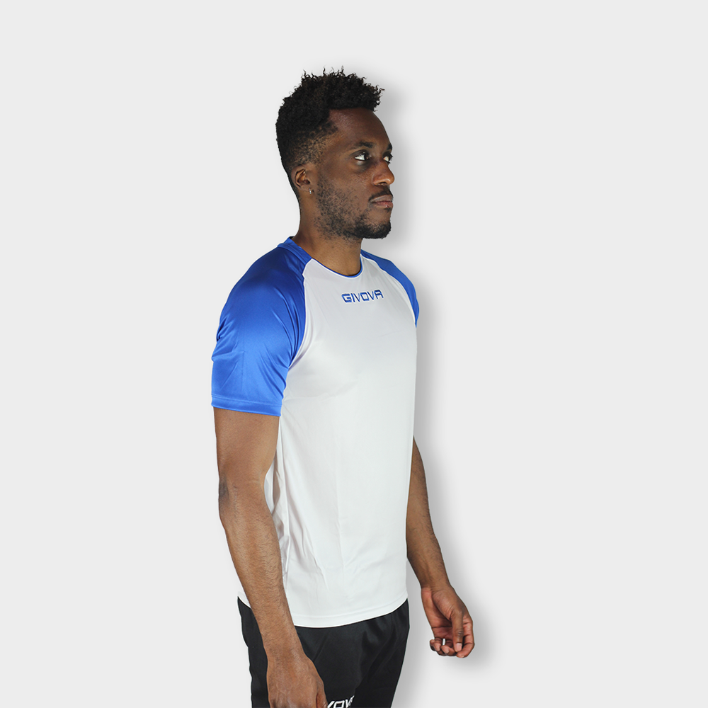 Camiseta De Fútbol Givova Capo Blanca/azul Royal Poliéster