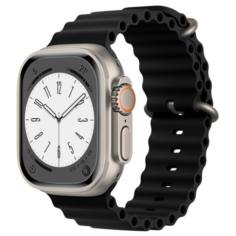Correa De Silicona Compatible Con Apple Watch 42/44/45/49mm Smartek Smtk-ocean - negro - 