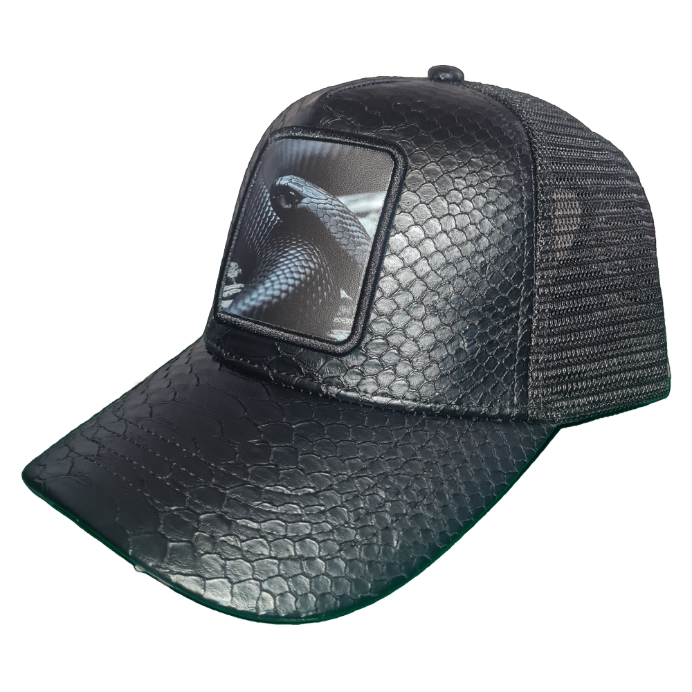 Gorra-mamba Negra De Cuero Sintético