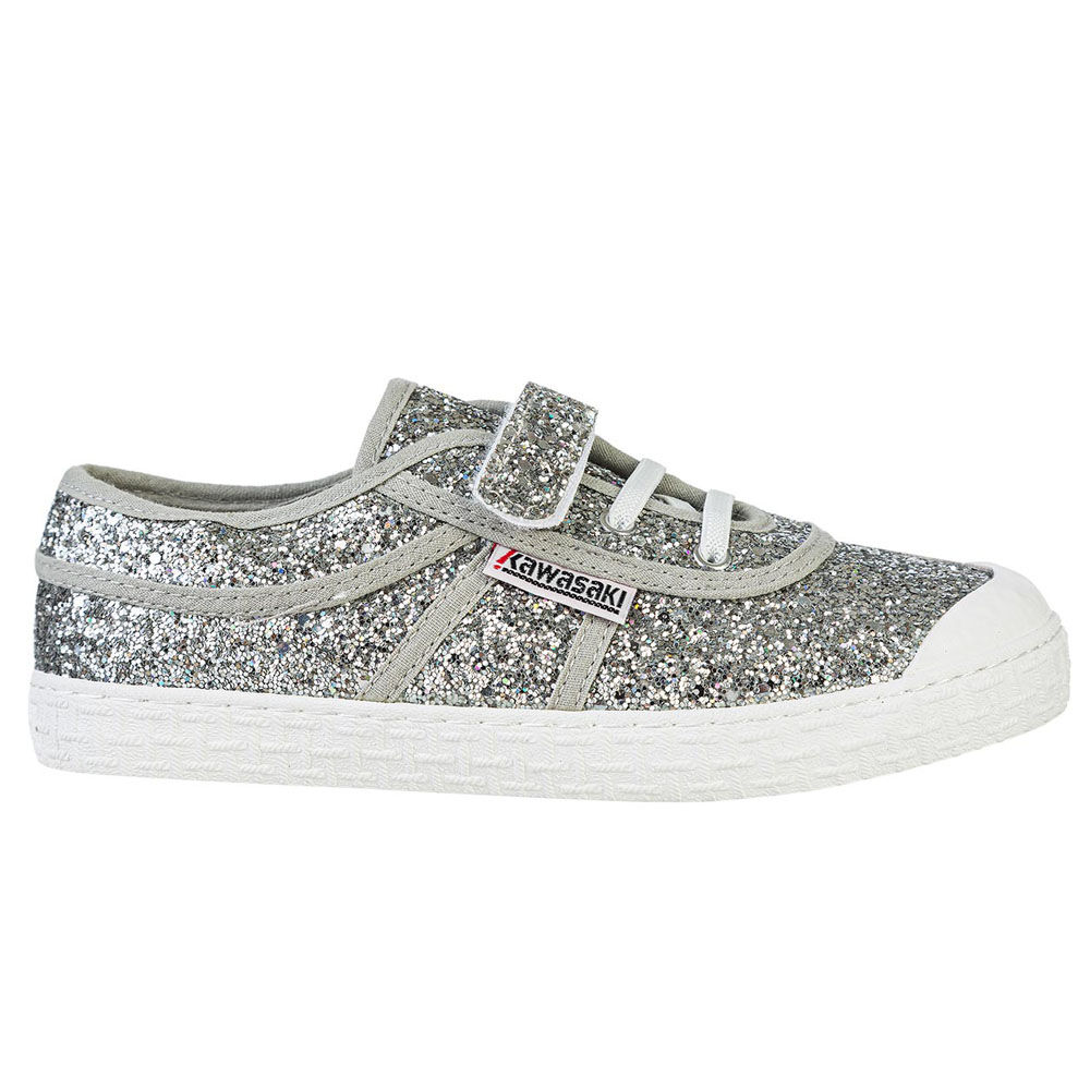 Sapatilhas Kawasaki Footwear Glitter Kids W Elastic - blanco-plata - 