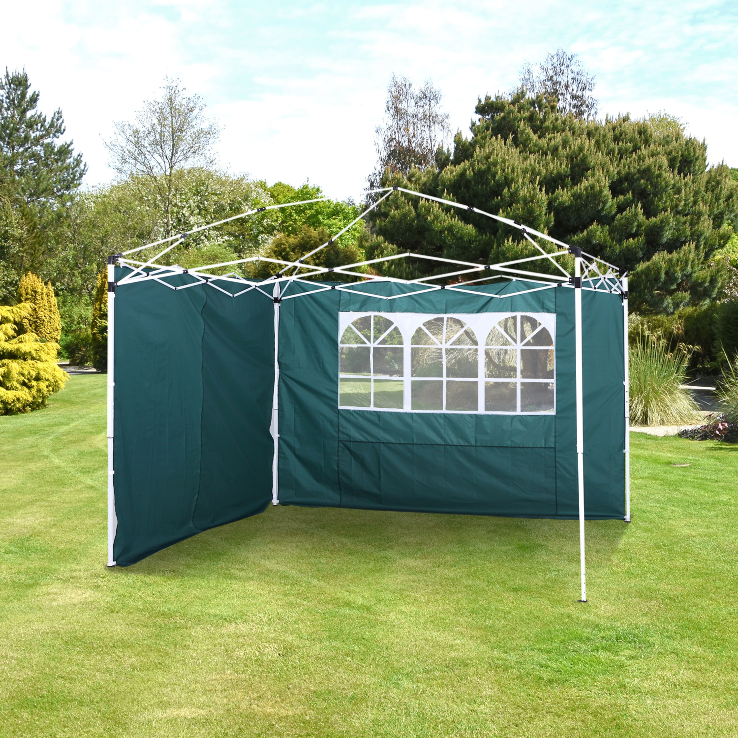 Outsunny® 2 Paredes Parte Laterales Para Carpa 3x3m Lado Parasol De Gazebo Tela Oxford Con Ventana M