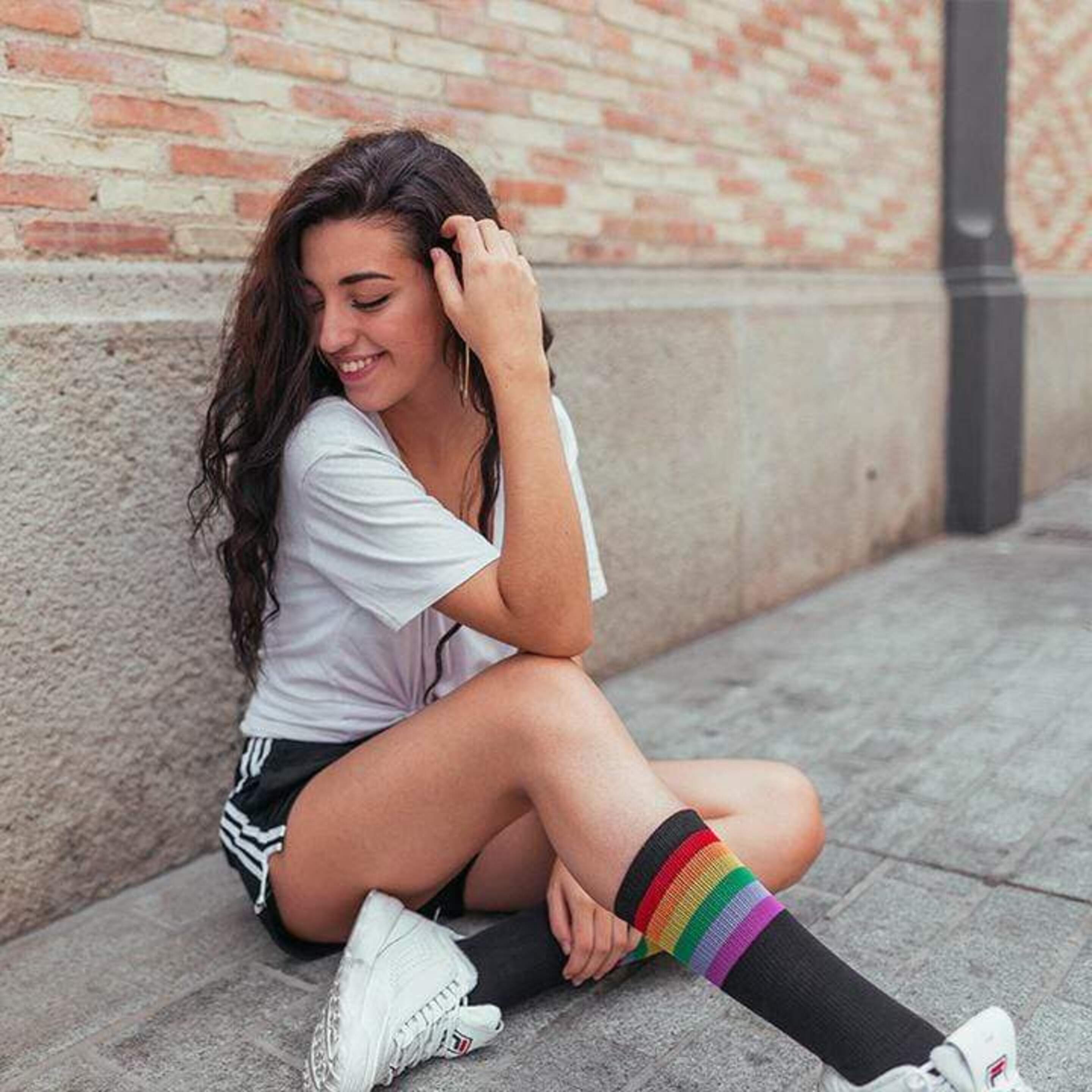 Meias American Socks - Rainbow Pride (Black) - Mid High