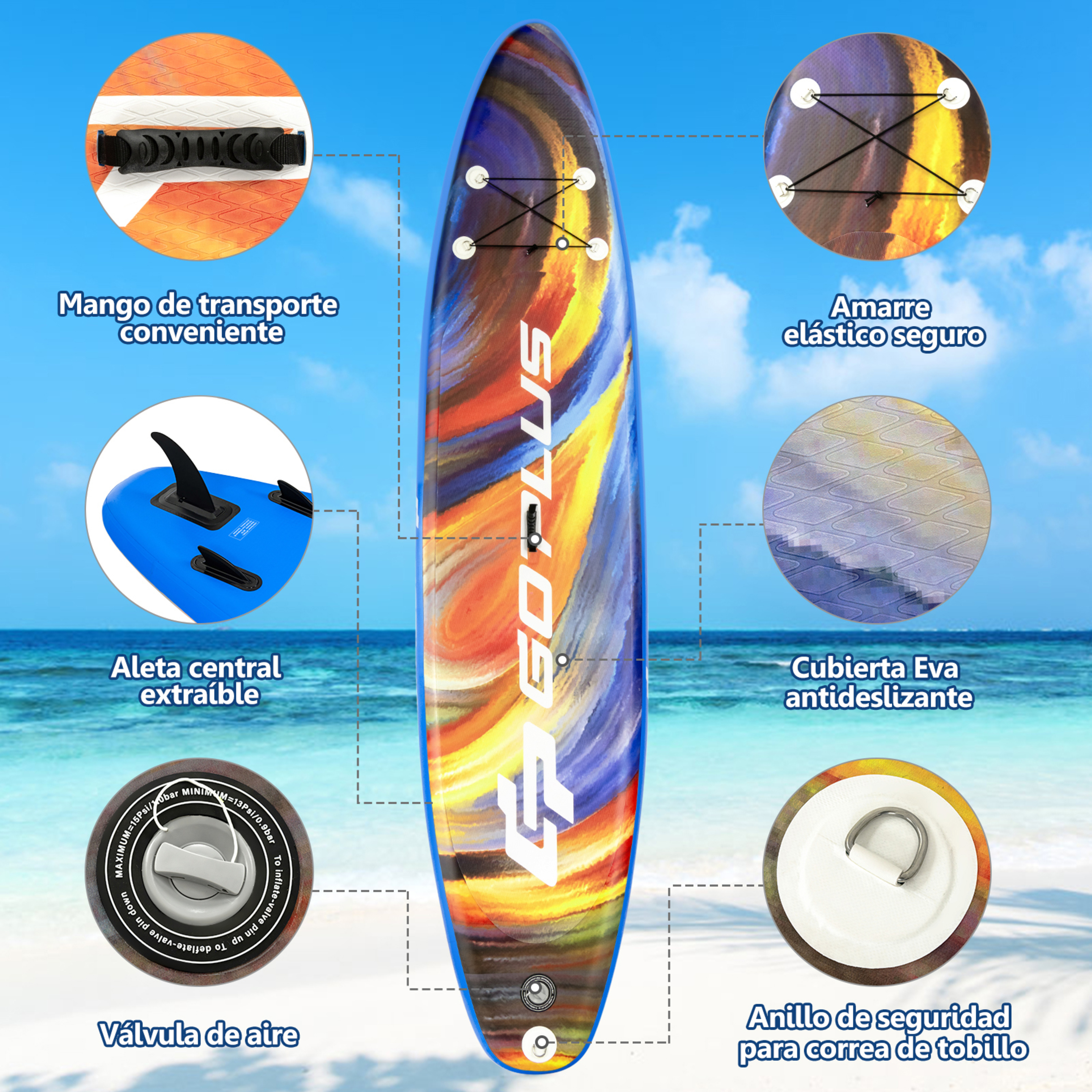 Tabla De Paddlesurf Hinchable 320x76x15cm - Azul  MKP
