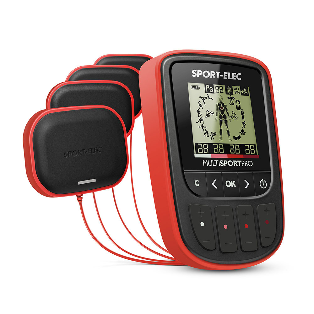 Electroestimulador Muscular Multisport Pro 4 Canales 14 Programas Sport-elec Conexiones Snaps - rojo-negro - 