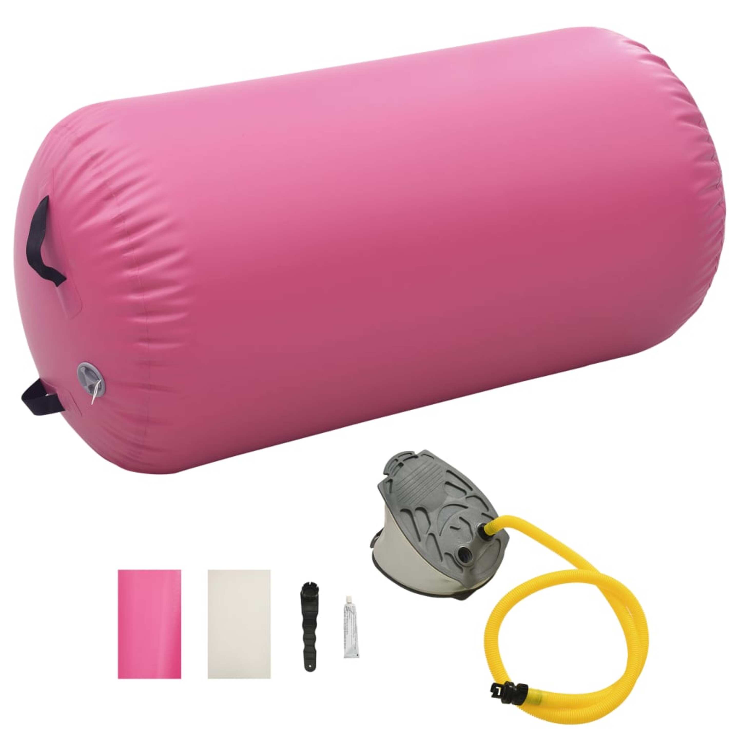 Vidaxl Rolo De Ginástica/yoga Insuflável Com Bomba 120x75 Cm Pvc Rosa