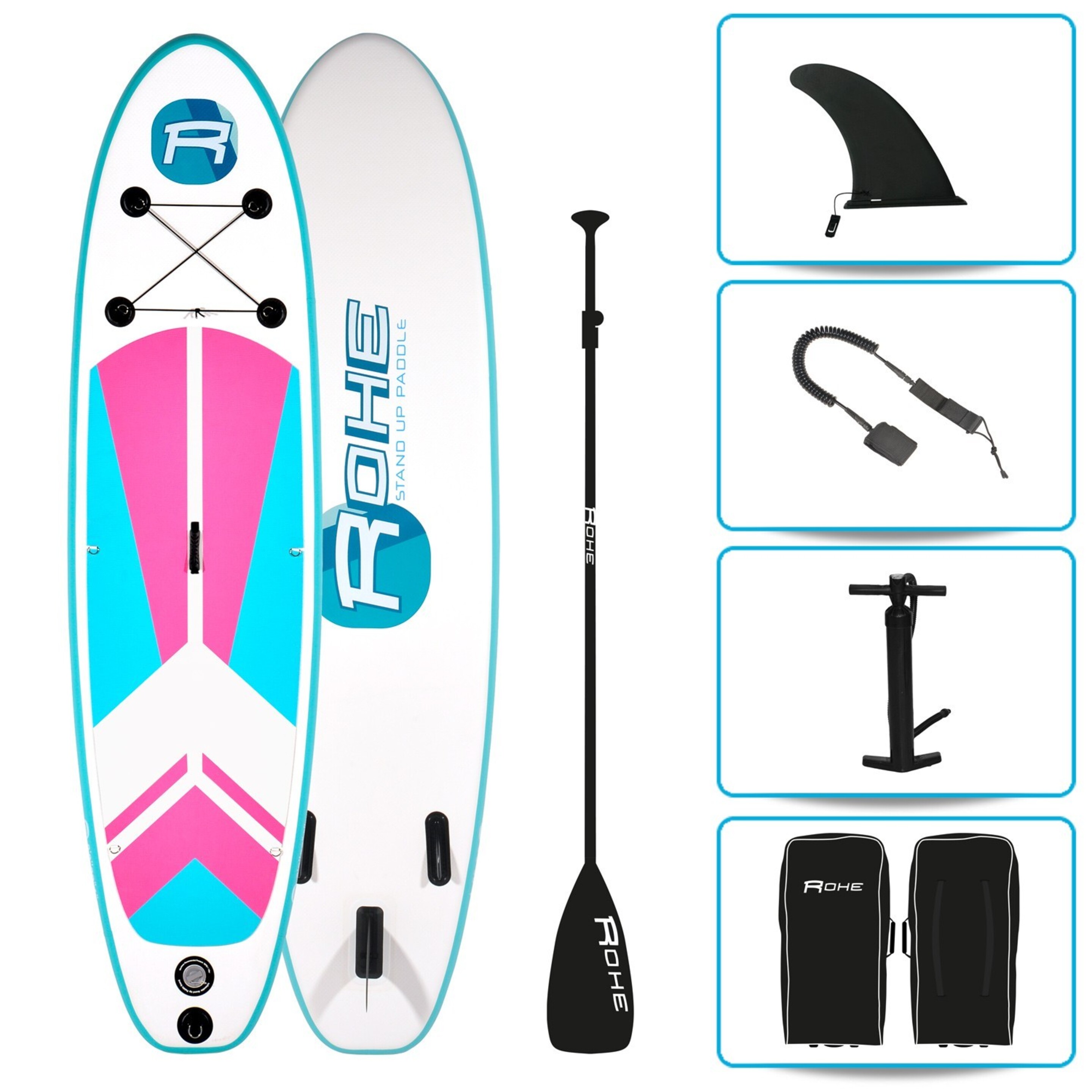 Paddle Hinchable Indiana Pink 320x76x15cm-con Inflador, Remo, Deriva, Leash Y Mochila De Transporte