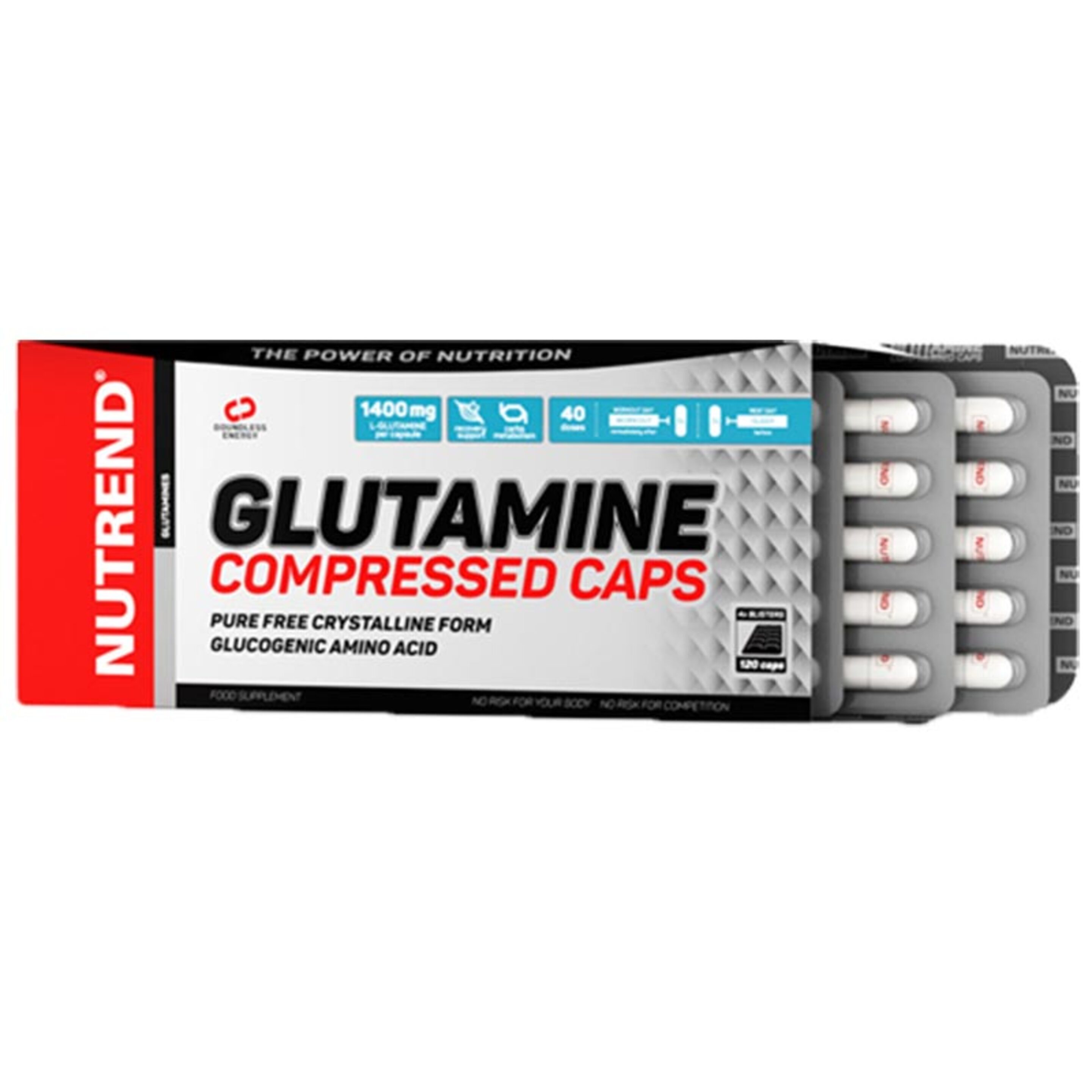 Glutamina Compressed Caps - 120caps - Sin Sabor