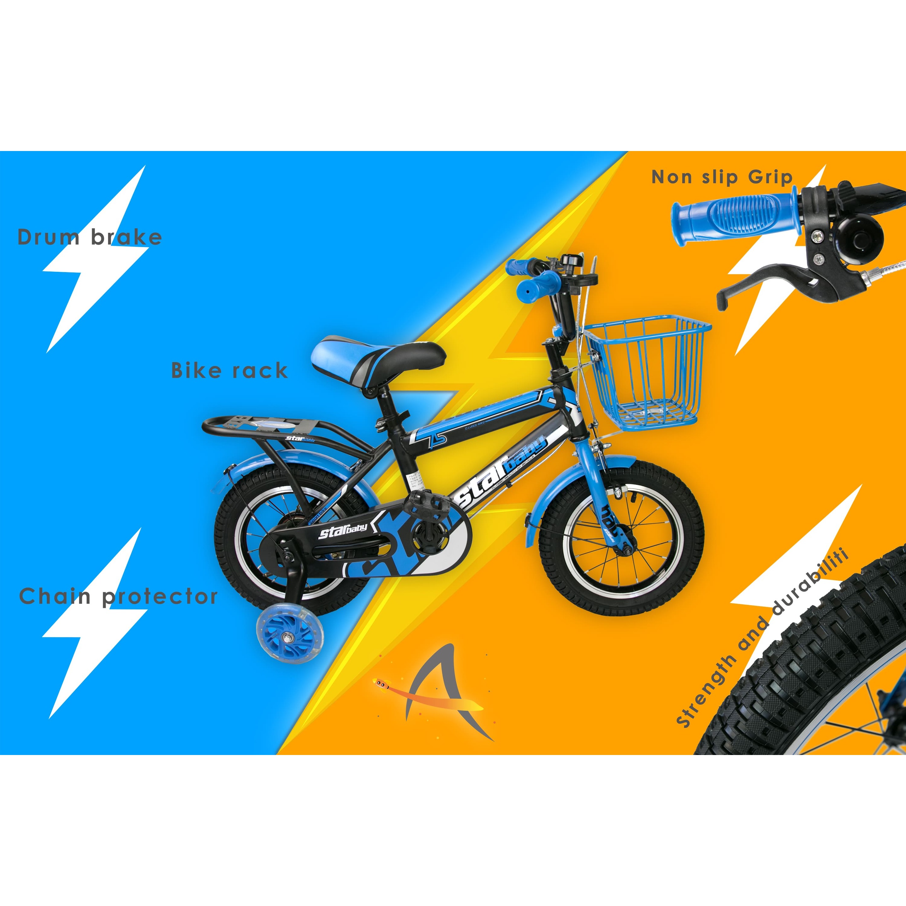 Bicicleta Infantil 12 Pulgadas Airel - Negro/Azul  MKP