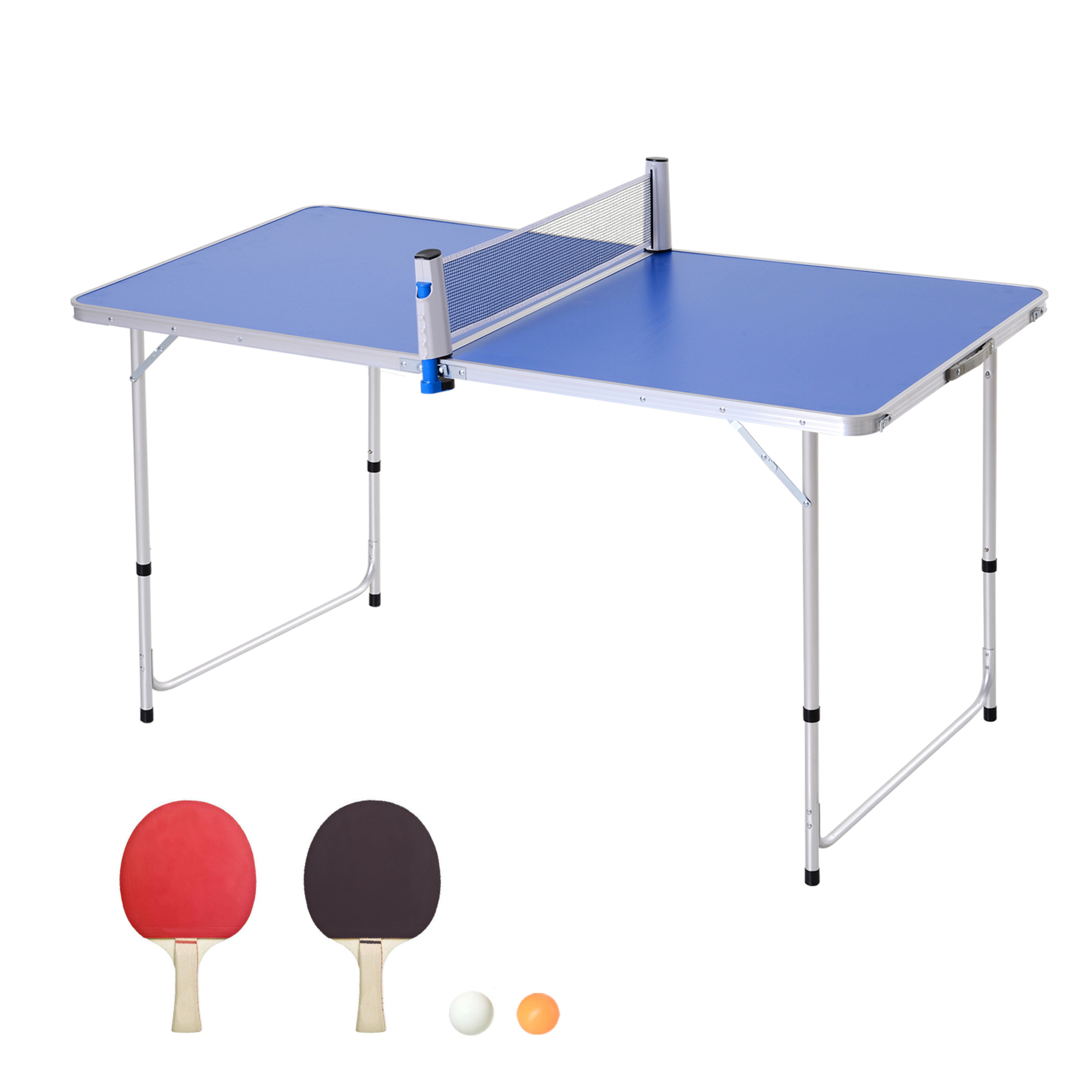 Outsunny Mesa De Ping-pong Plegable Altura Ajustable De 3 Niveles Con Palas