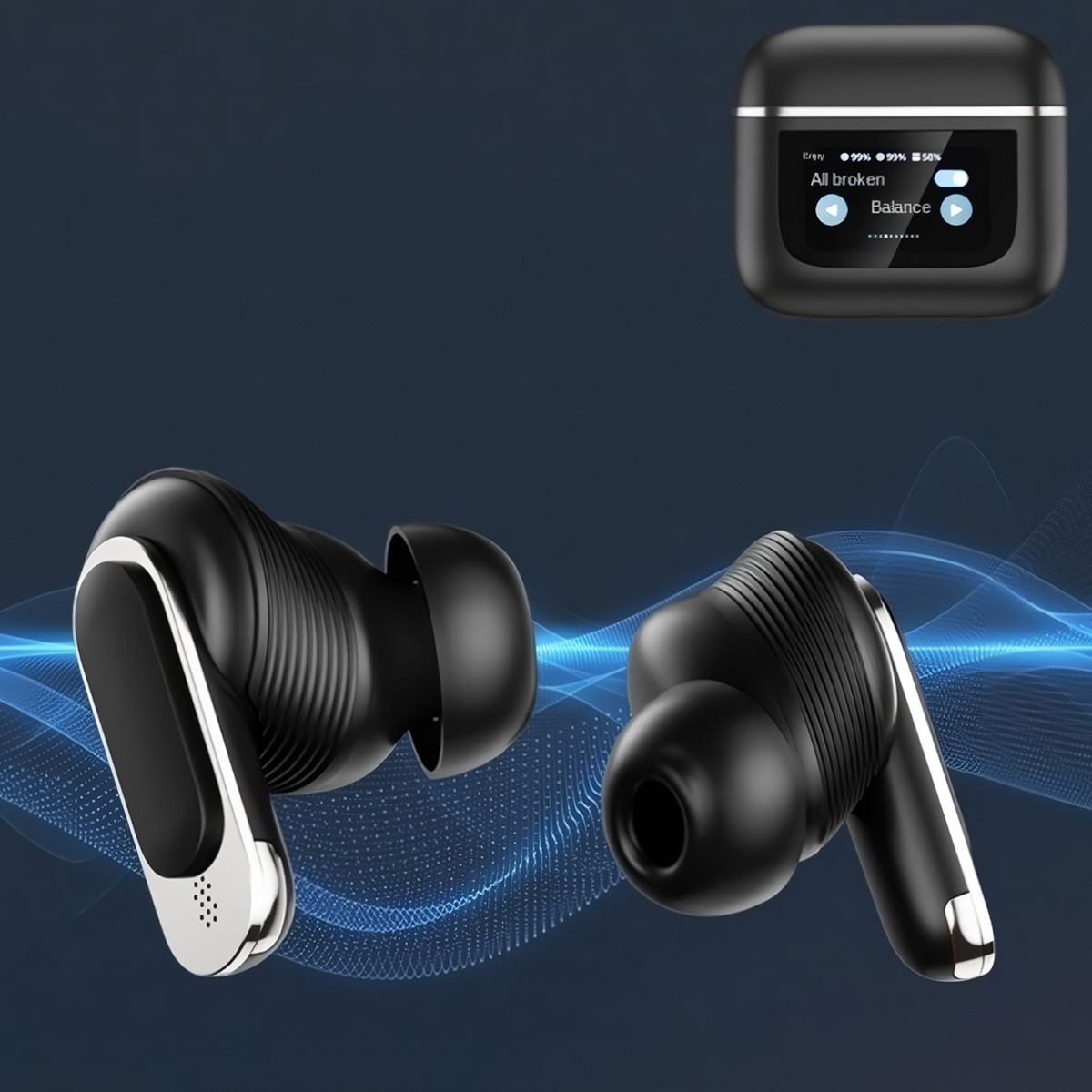 Auriculares Bluetooth Klack Con Cancelación De Ruido Real (Anc) Y Pantalla Táctil Inteligente  MKP