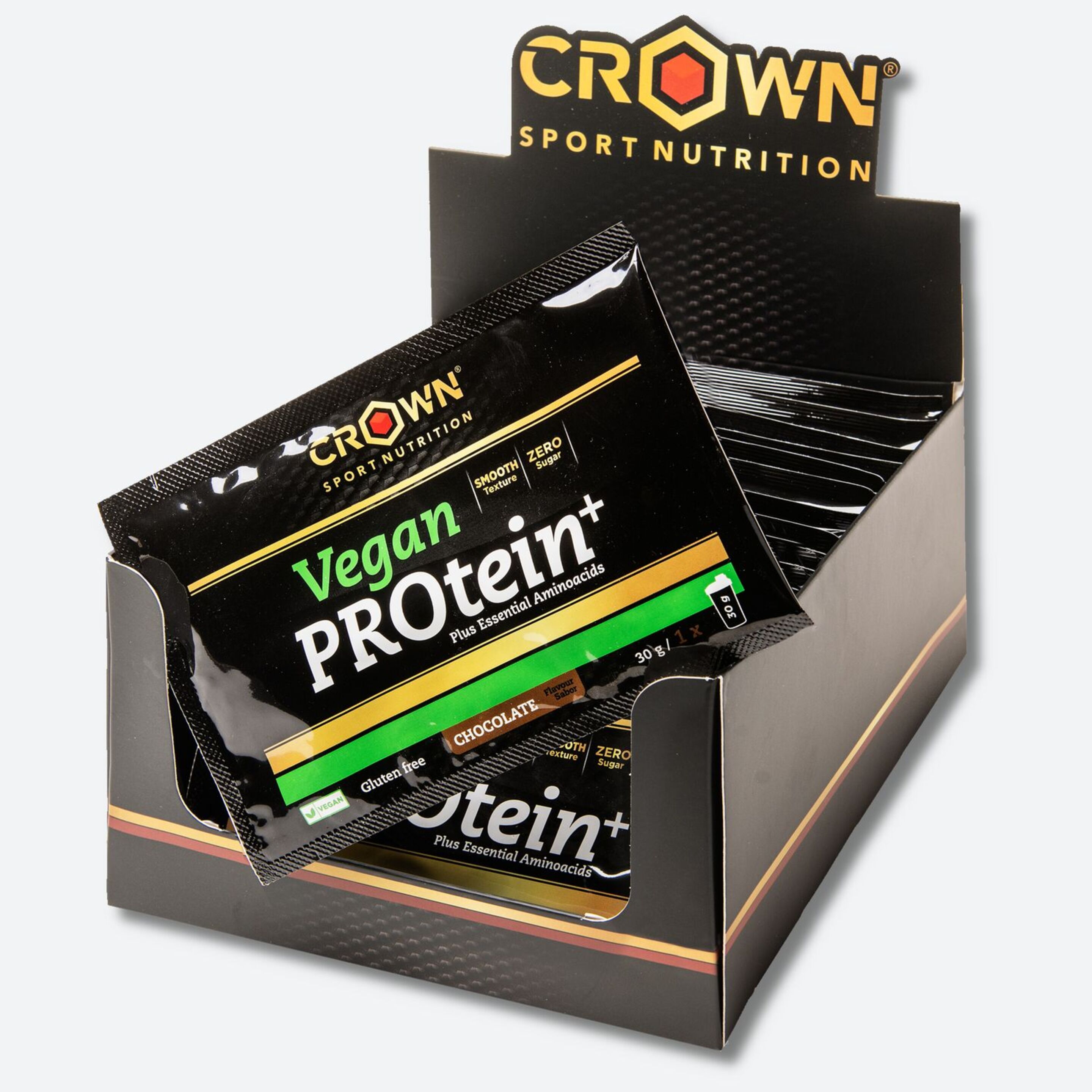 Pack De 18 Sobres De Proteína Vegana De 30g Crown Sport Nutrition Chocolate