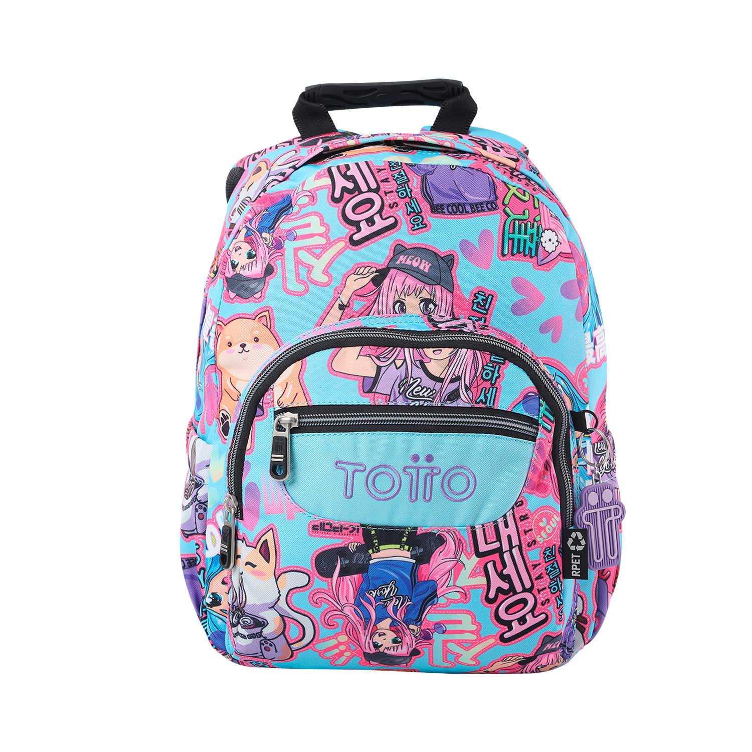 Mochila Totto  Tempera Escolar Eco Friendly Pequeña Anime Girls - multicolor - 