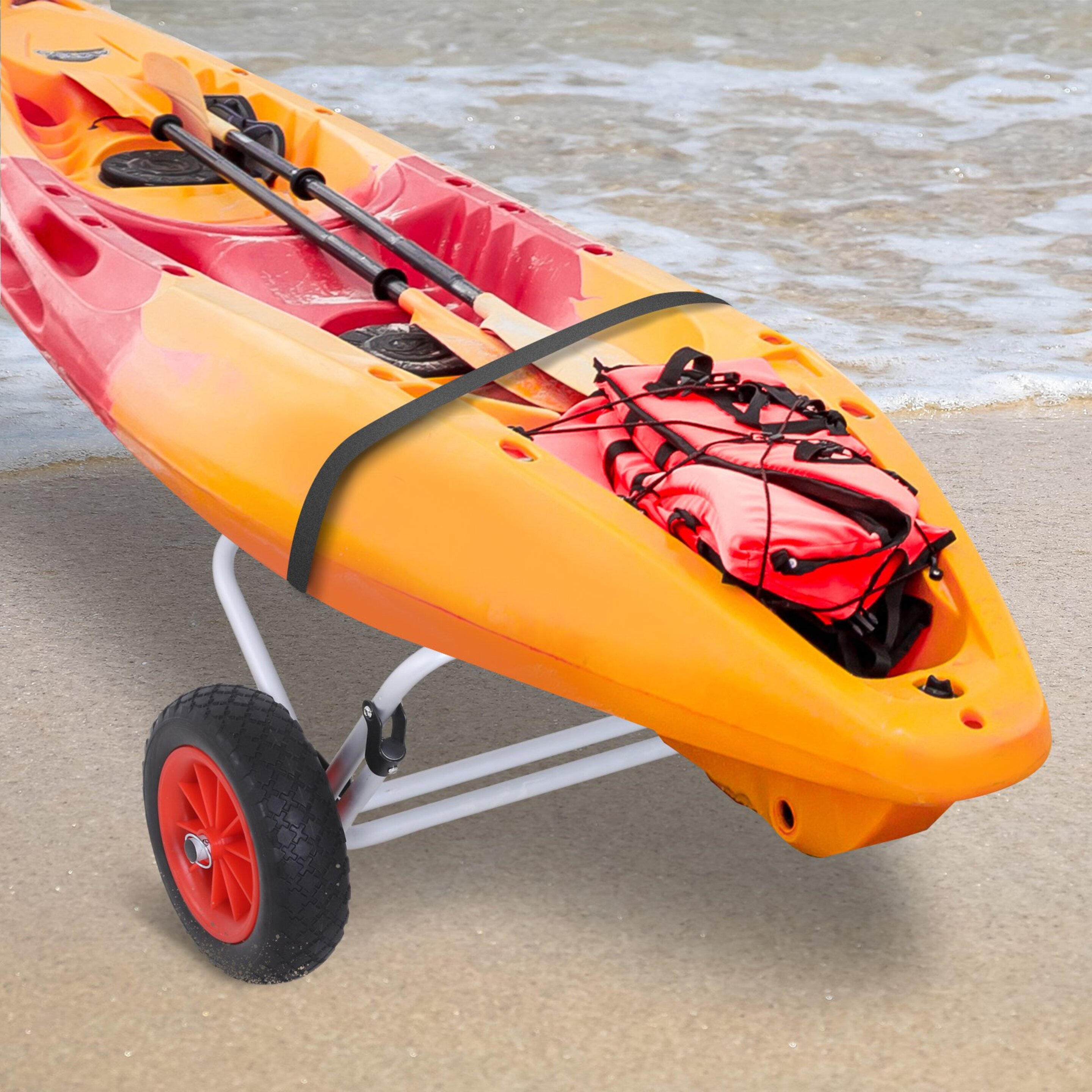 Homcom® Carro De Transporte Kayak Plegable Barco Canoa Carrier Remolque Carretilla Carga 60kg Con Ru